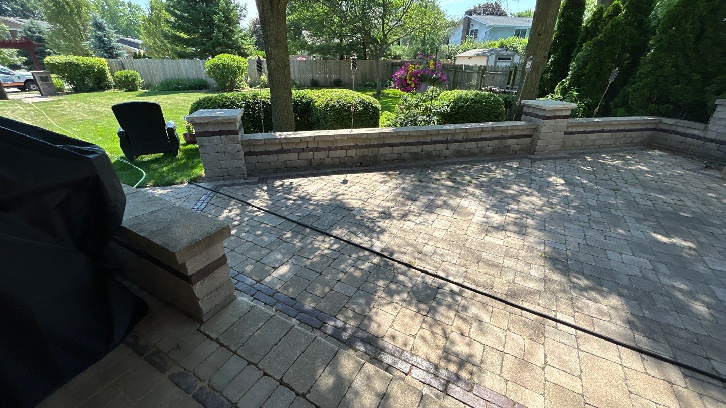 Brick paver clean, sand and seal.  using Polysweep polymeric sand by Northern Power Washing LLC.