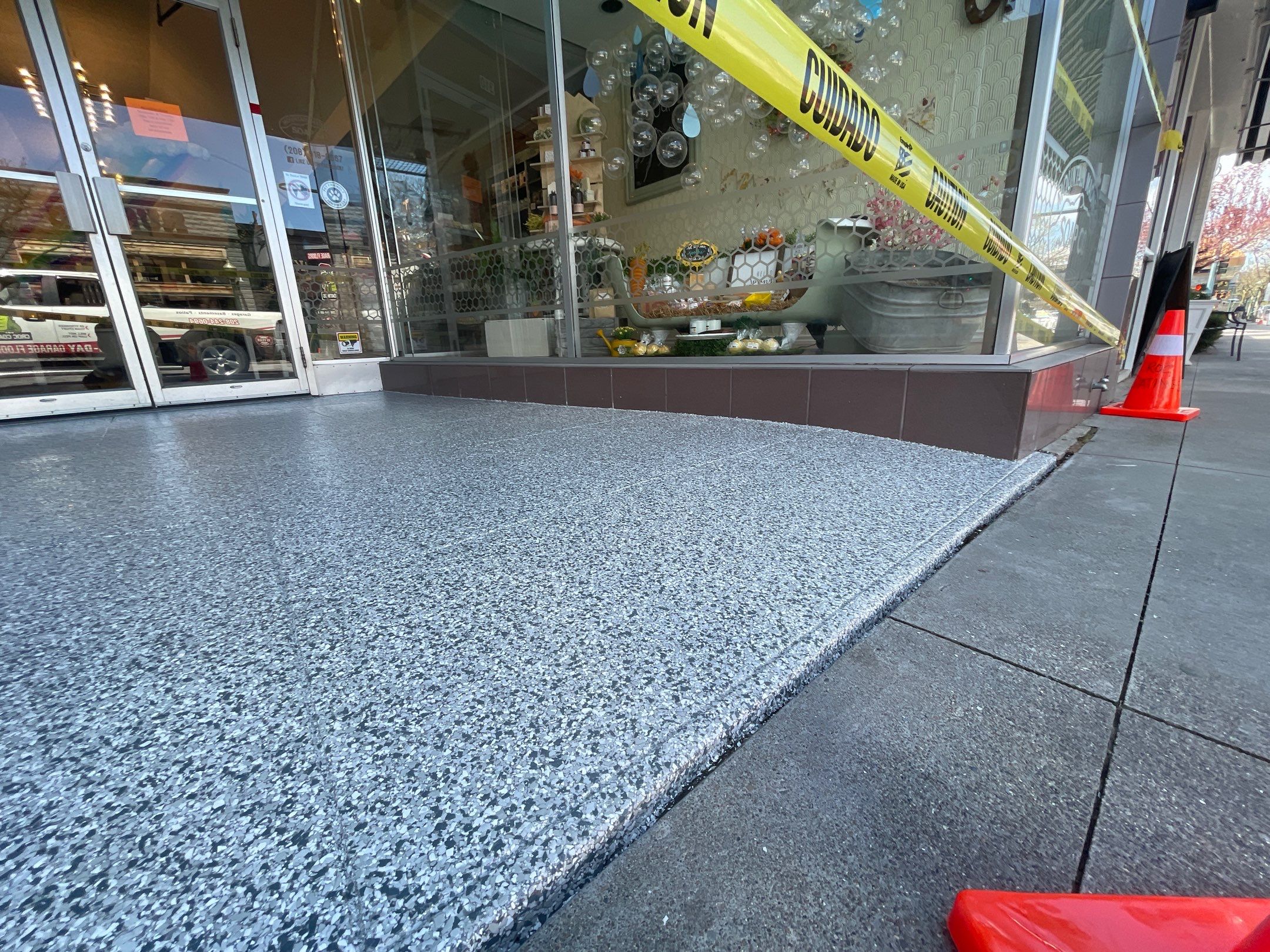 Commercial Floor Transformation using Slate Stone by Croc Coatings, LLC
