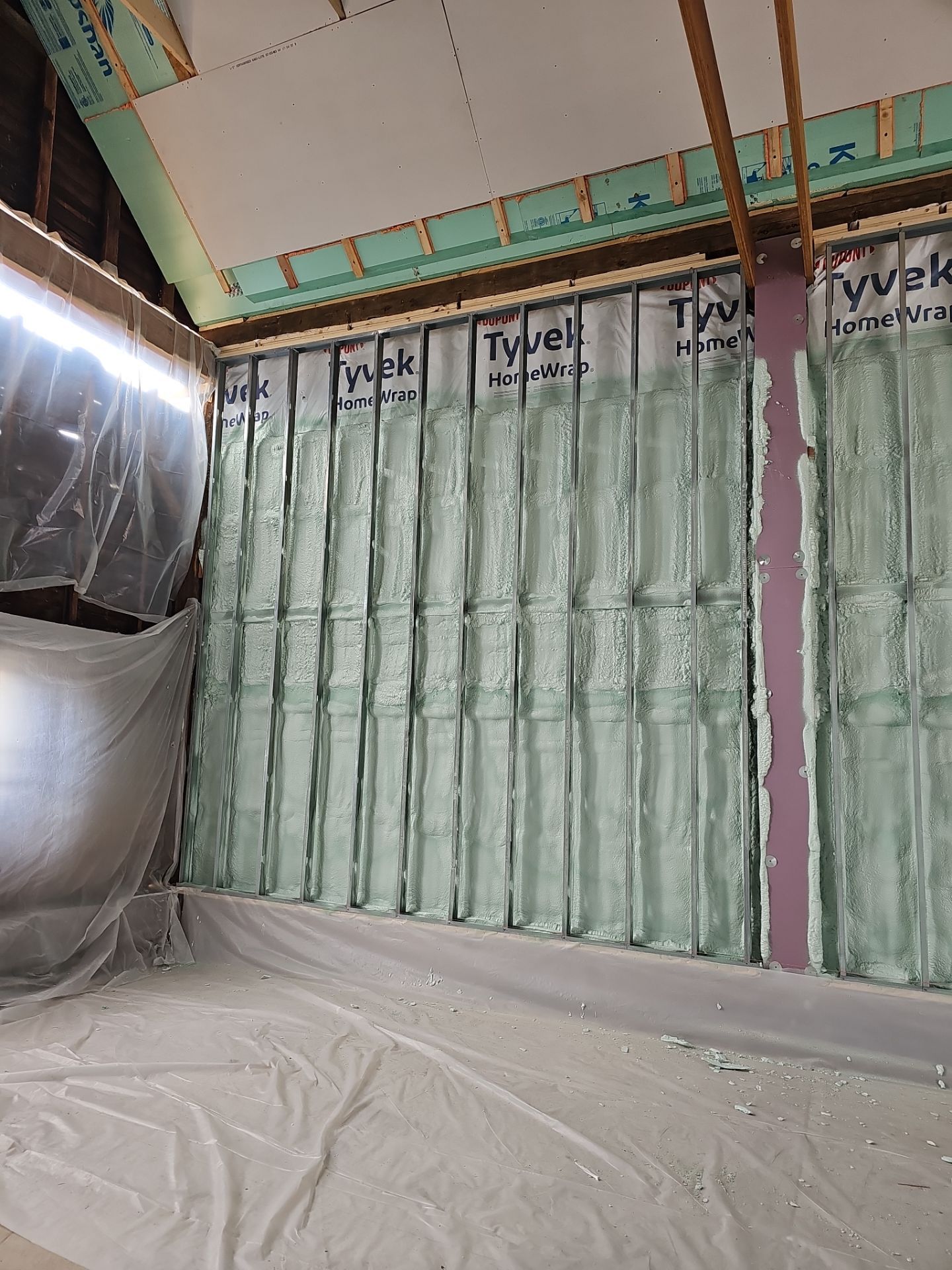 Exterior Installation using Closed Cell Spray Foam by NYS Foam & Energy