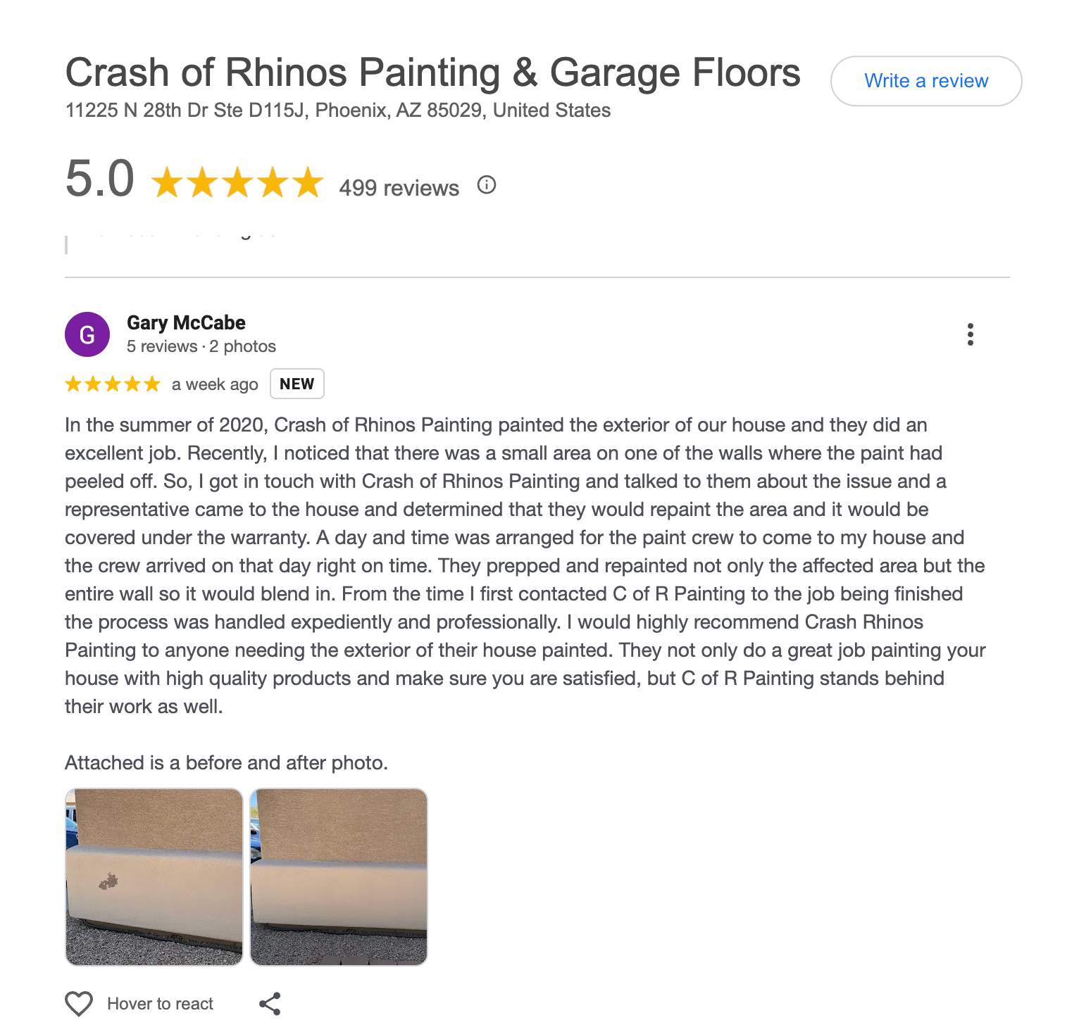 Exterior Painting - Avondale by Crash of Rhinos Painting & Garage Floors