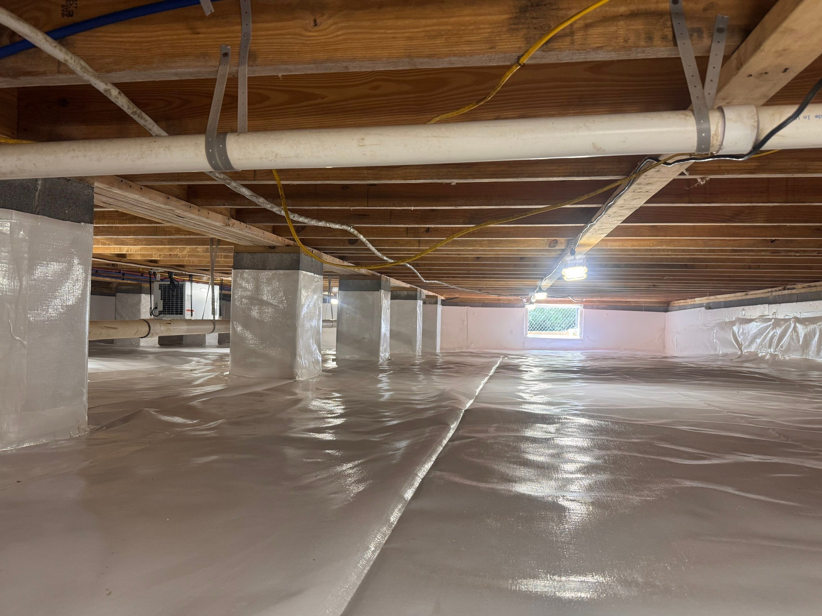 Premium Encapsulation with 20Mil, Borafoam insulation and Light System. by Impact Crawlspace