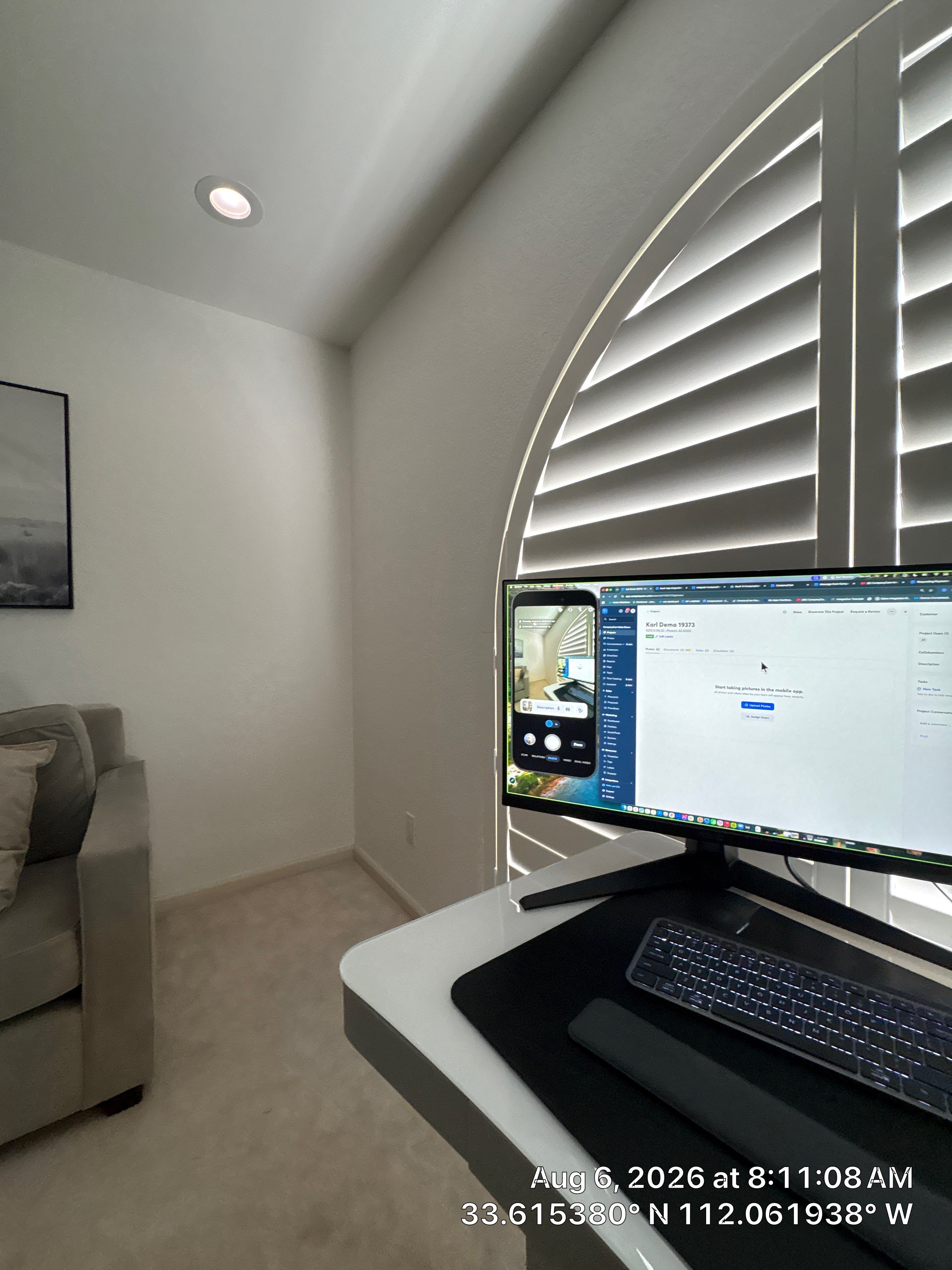 Custom Home Office Setup and Media Wall Integration in Phoenix by CompanyCam Sales Demo