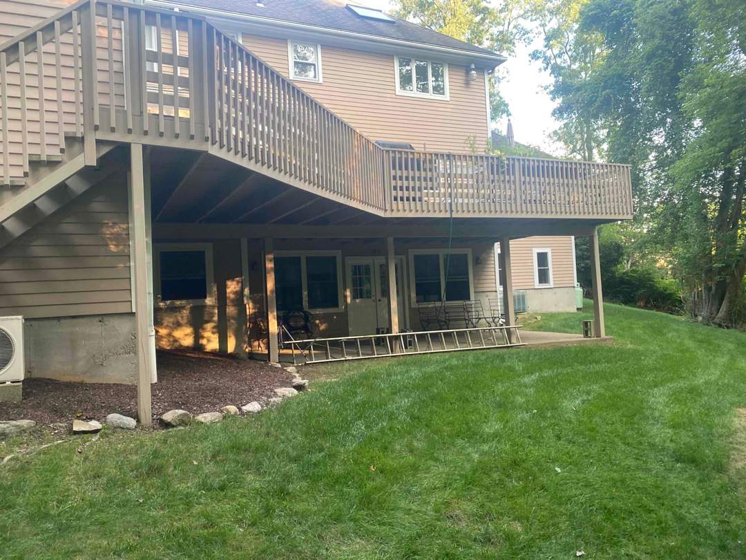 Deck replacement Trex Lineage Biscayne, Trex transcend Railing White. by DiGiorgi Roofing and Siding Inc