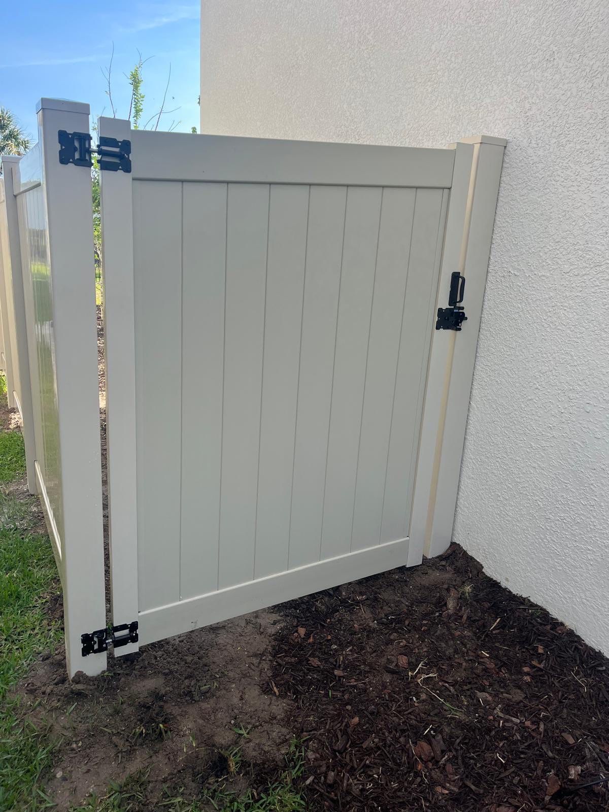 Aluminum Fence Installation using Black 3 Rail Aluminum and Vinyl Privacy Fence  by Asap fence and gates, LLC