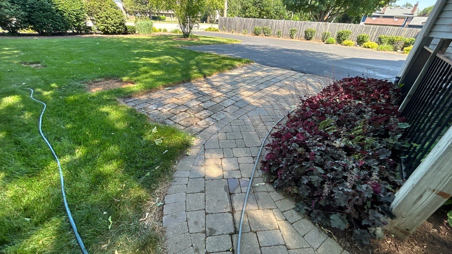 Brick paver clean, sand and seal.  using Polysweep polymeric sand by Northern Power Washing LLC.