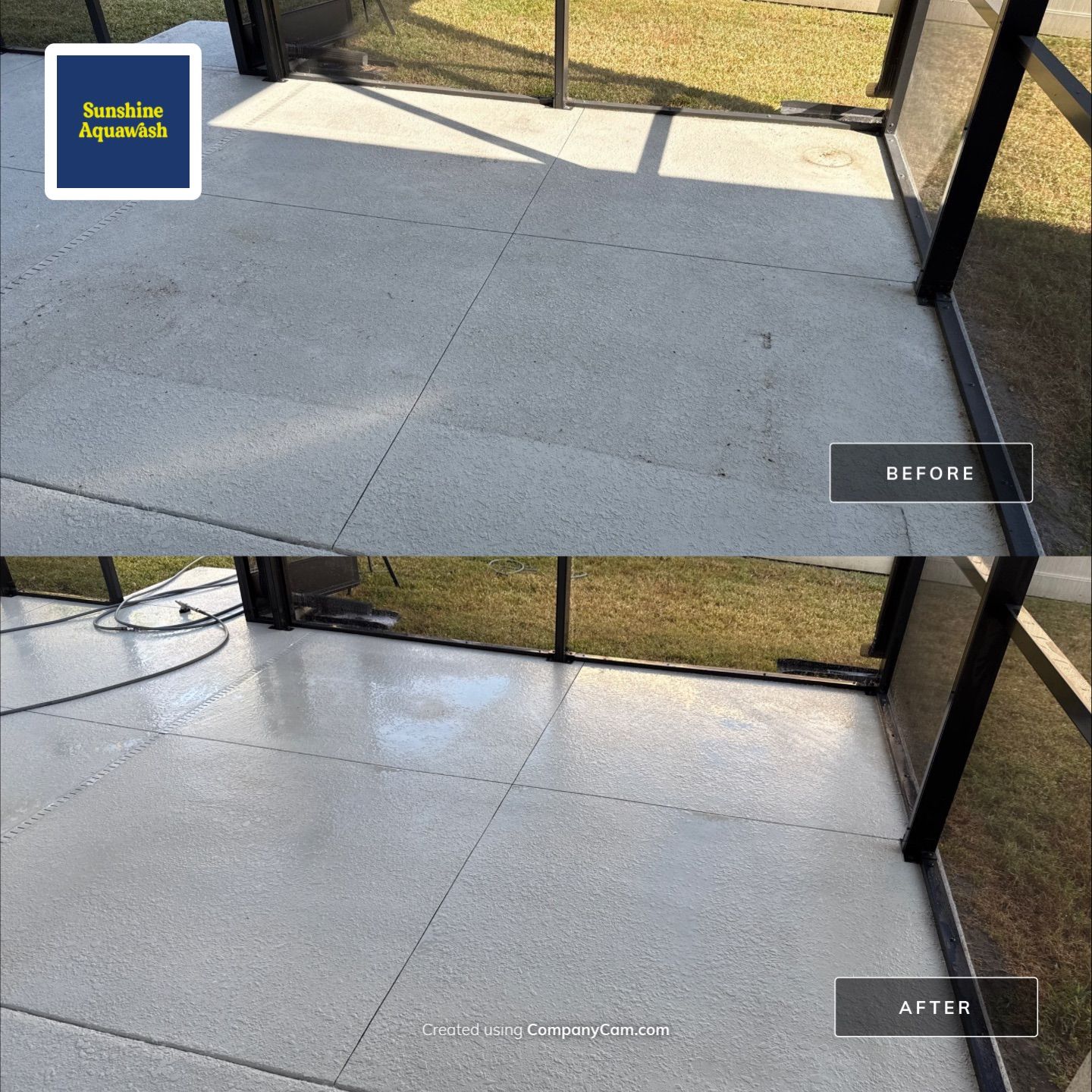 Painted Pool Deck & Screen Enclosure Cleaning | Heron Creek, Palmetto FL by Sunshine AquaWash