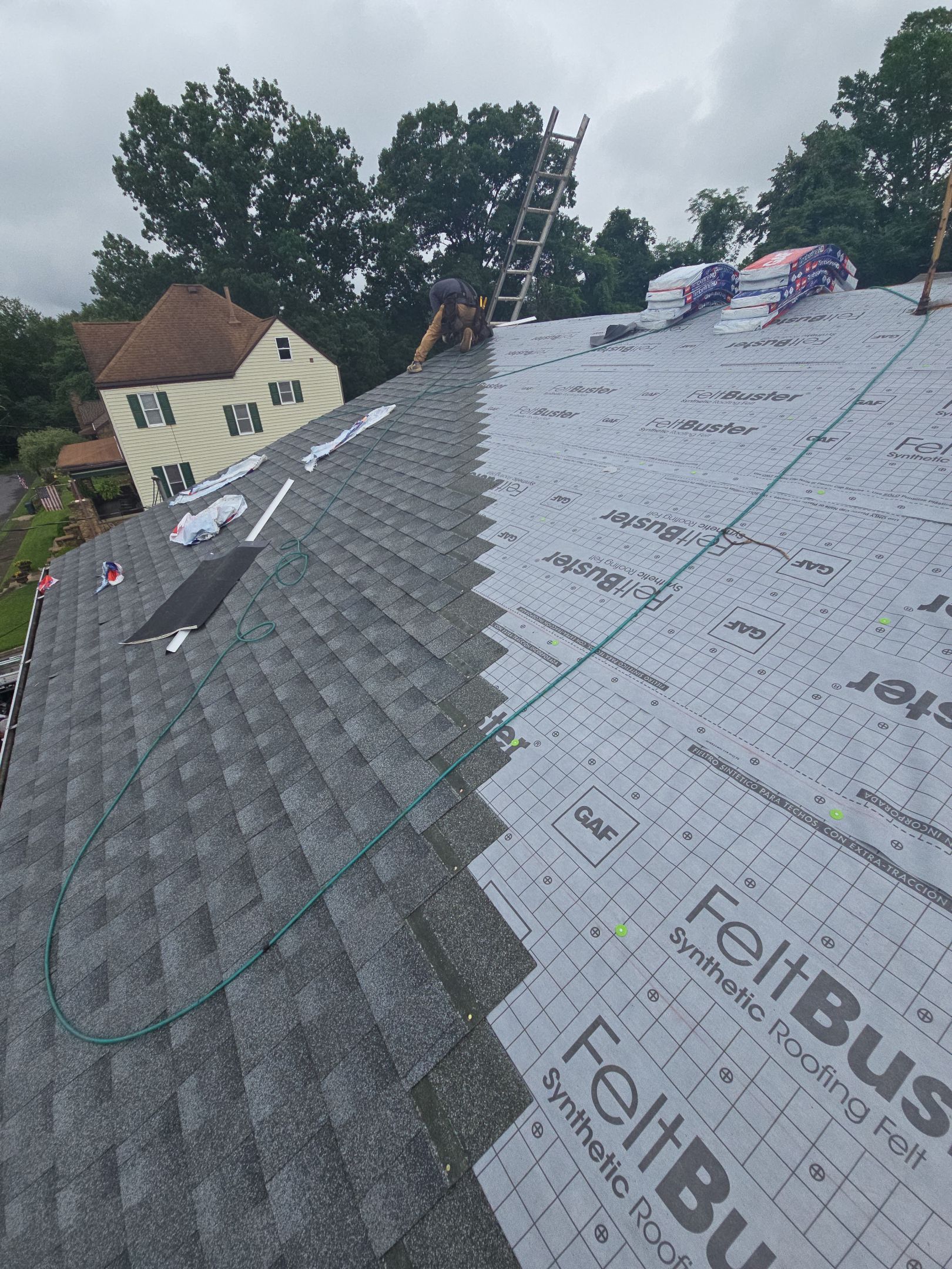 Residential Roofing Installation using GAF Timberline HDZ Oyster Grey by Rainstoppers Roofing