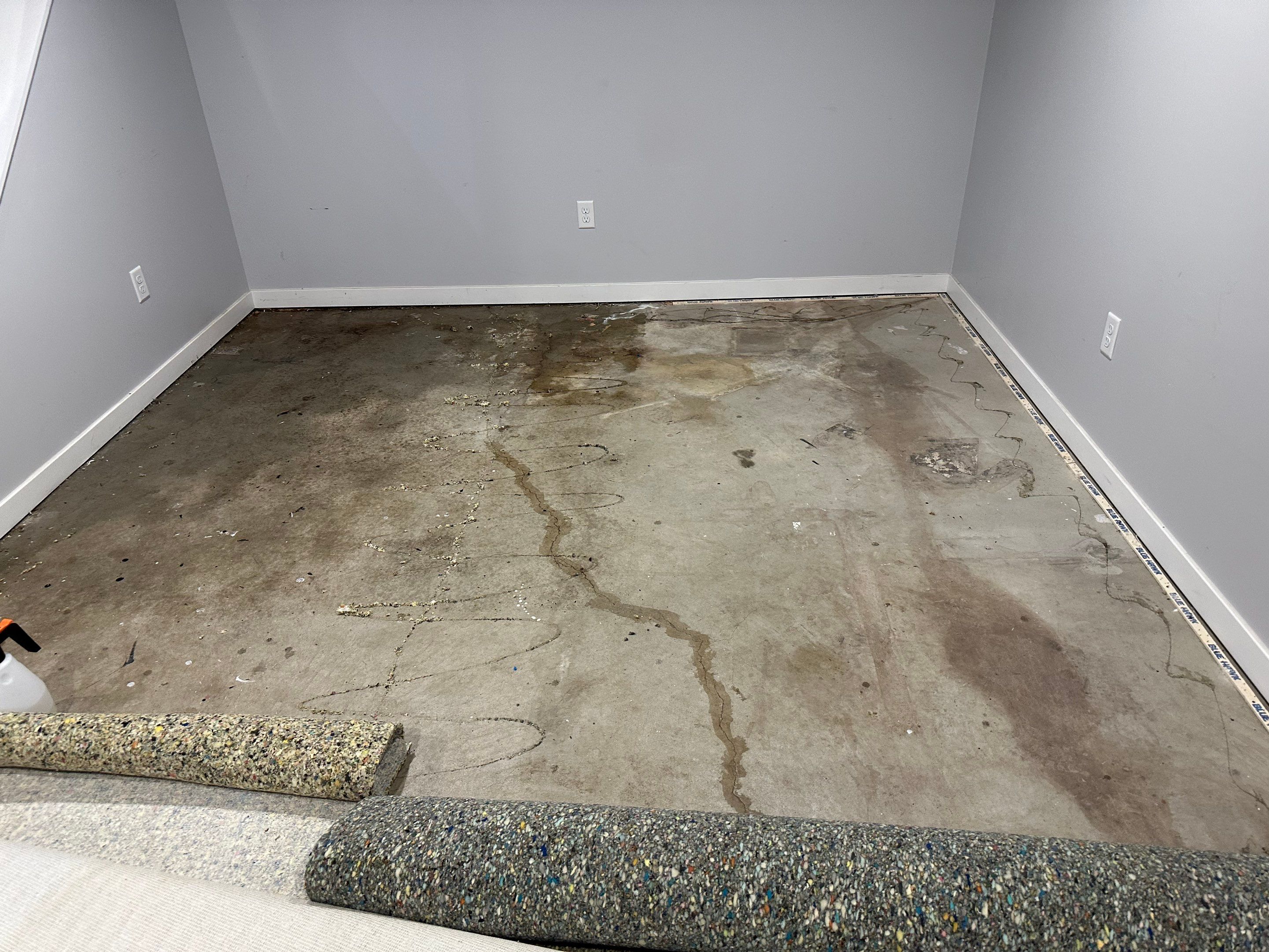 Basemen Oder removal with mold remediation and carpet pad replacement by BlueRed Restoration