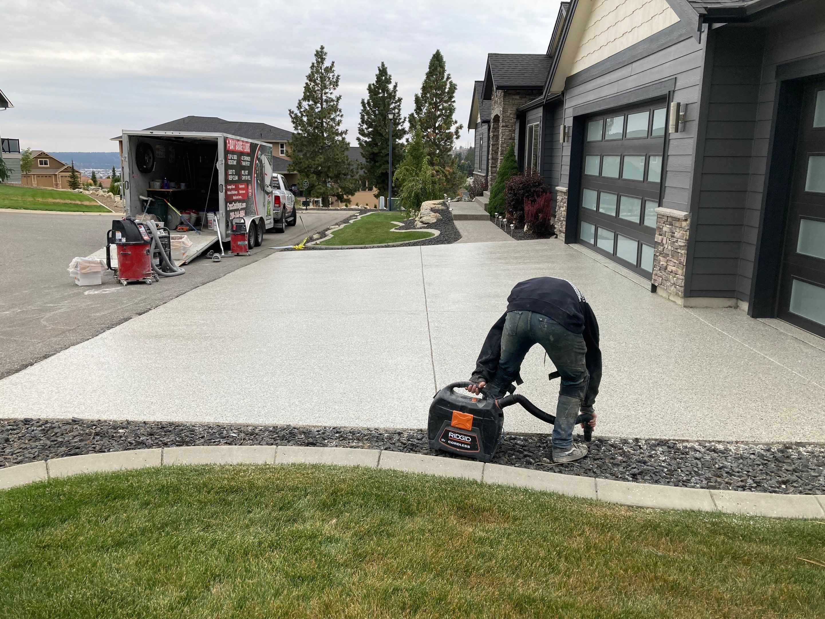 Driveway Transformation using Mediterranean Colorway by Croc Coatings, LLC