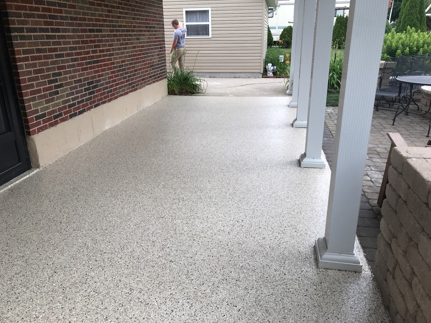 Garage Floor and Patio using Driftwood by Your1DayFloor.com