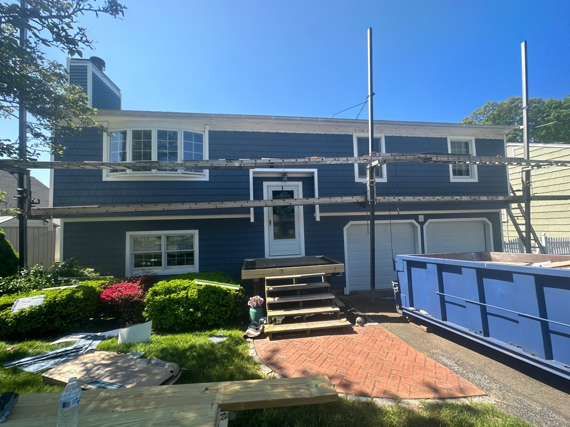 Siding Installation using Certainteed Cedar Impressions Straight Edge Perfection Shingles - D7 - Pacific Blue by A Plus Exterior