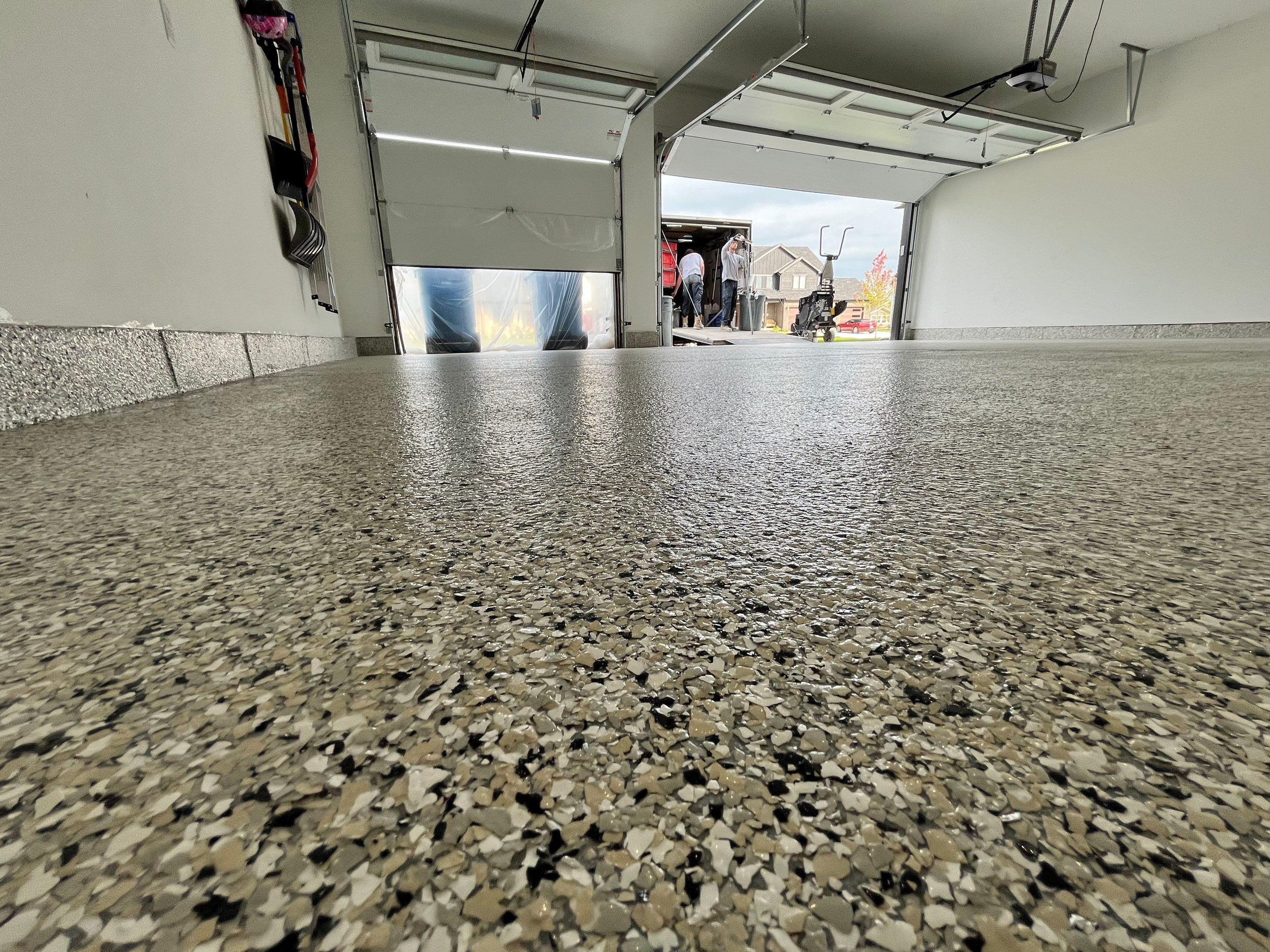 Cabin Fever Flake Garage Floor by Level 10 Coatings