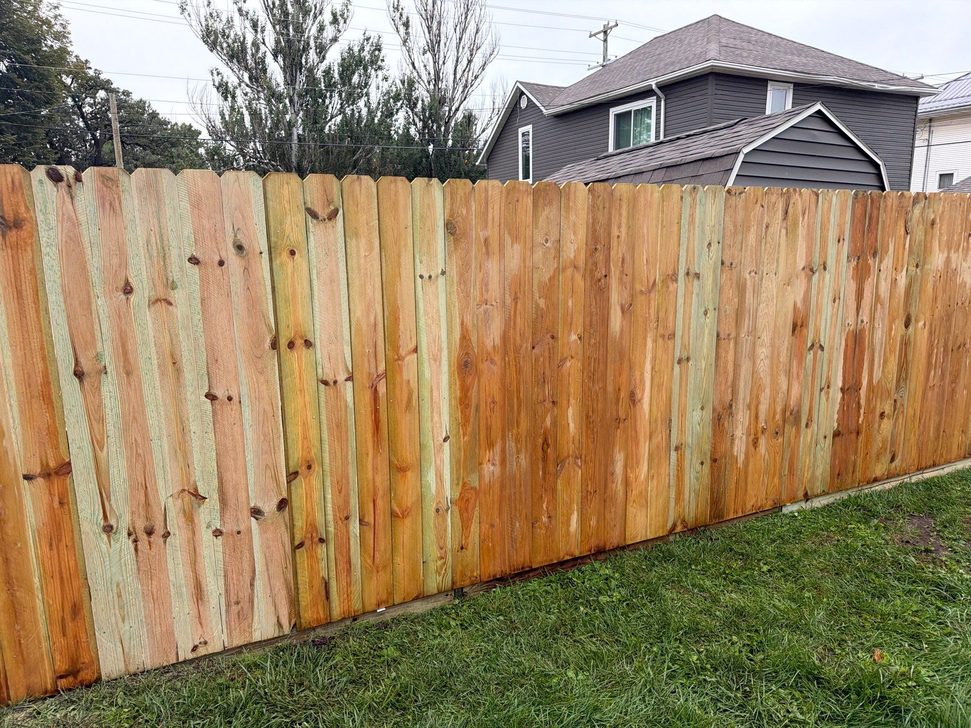 Custom Wood Privacy Fence and Black Chain Link Gate in Independence by Perfect Picket Fence and Stain
