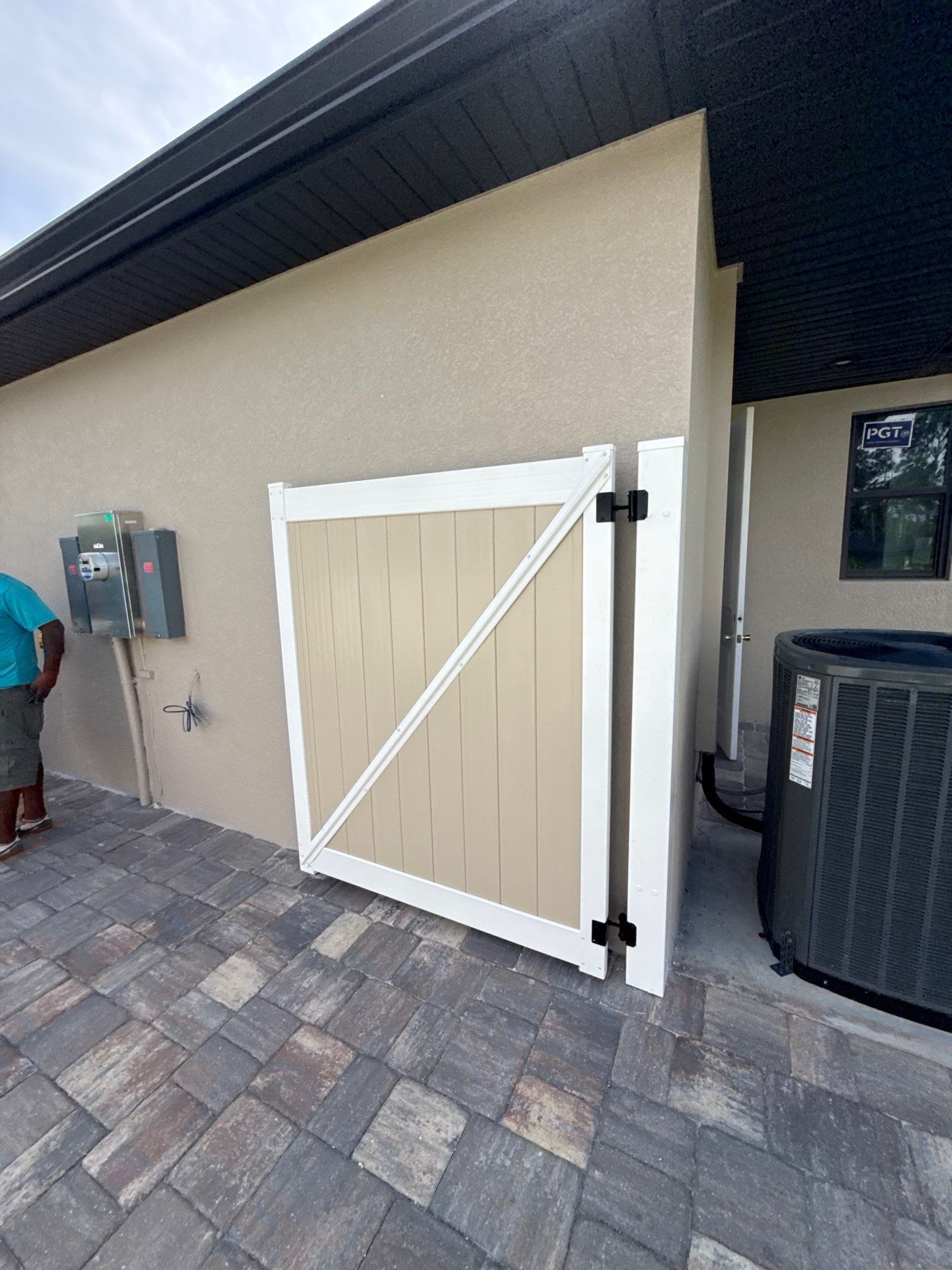 Custom Two-Tone Vinyl Privacy Fence Installation in North Port by True Fence LLC