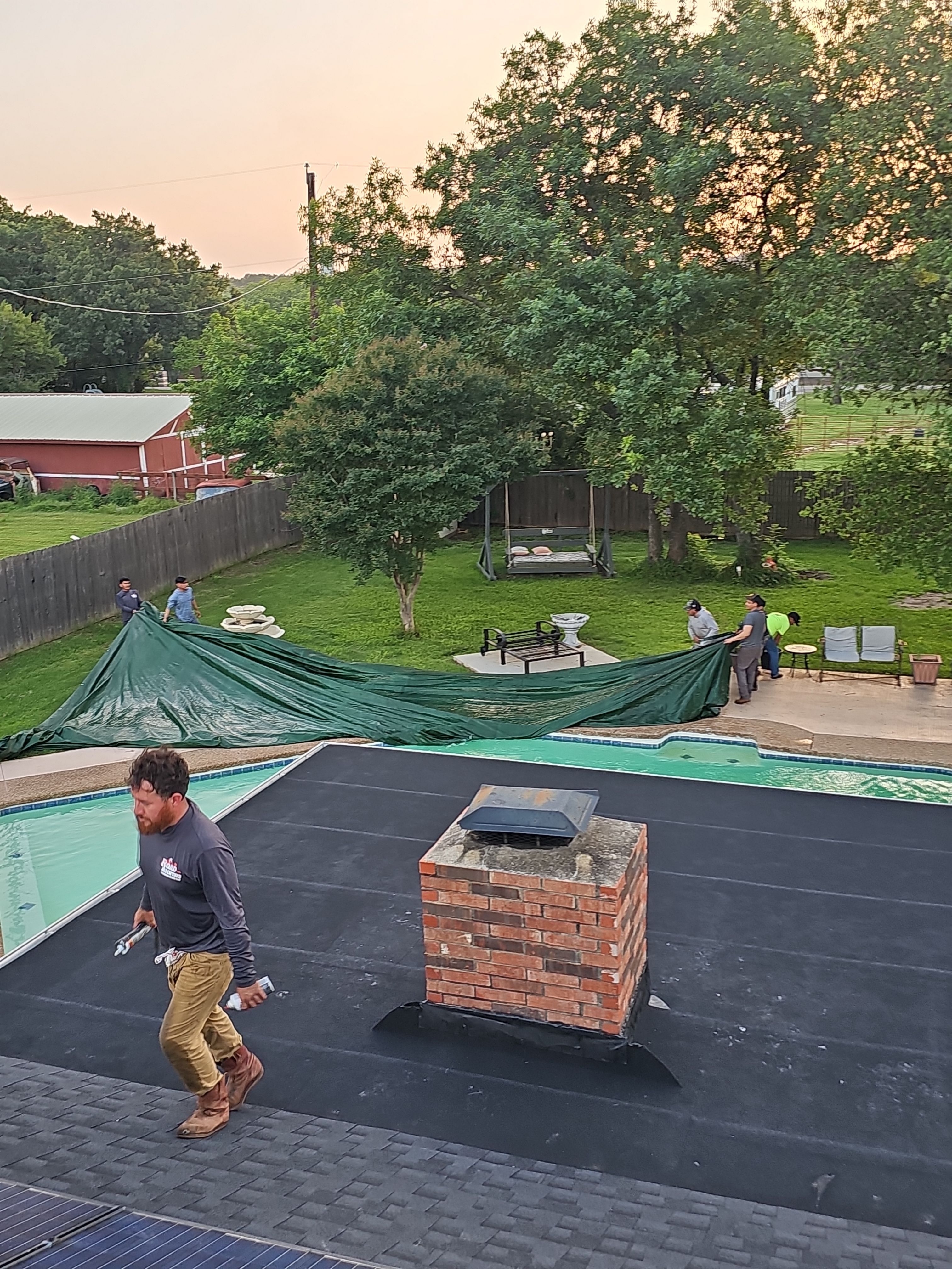   "Full Roof Replacement Due to Hail and Water Damage – Before & After" by road roofing llc