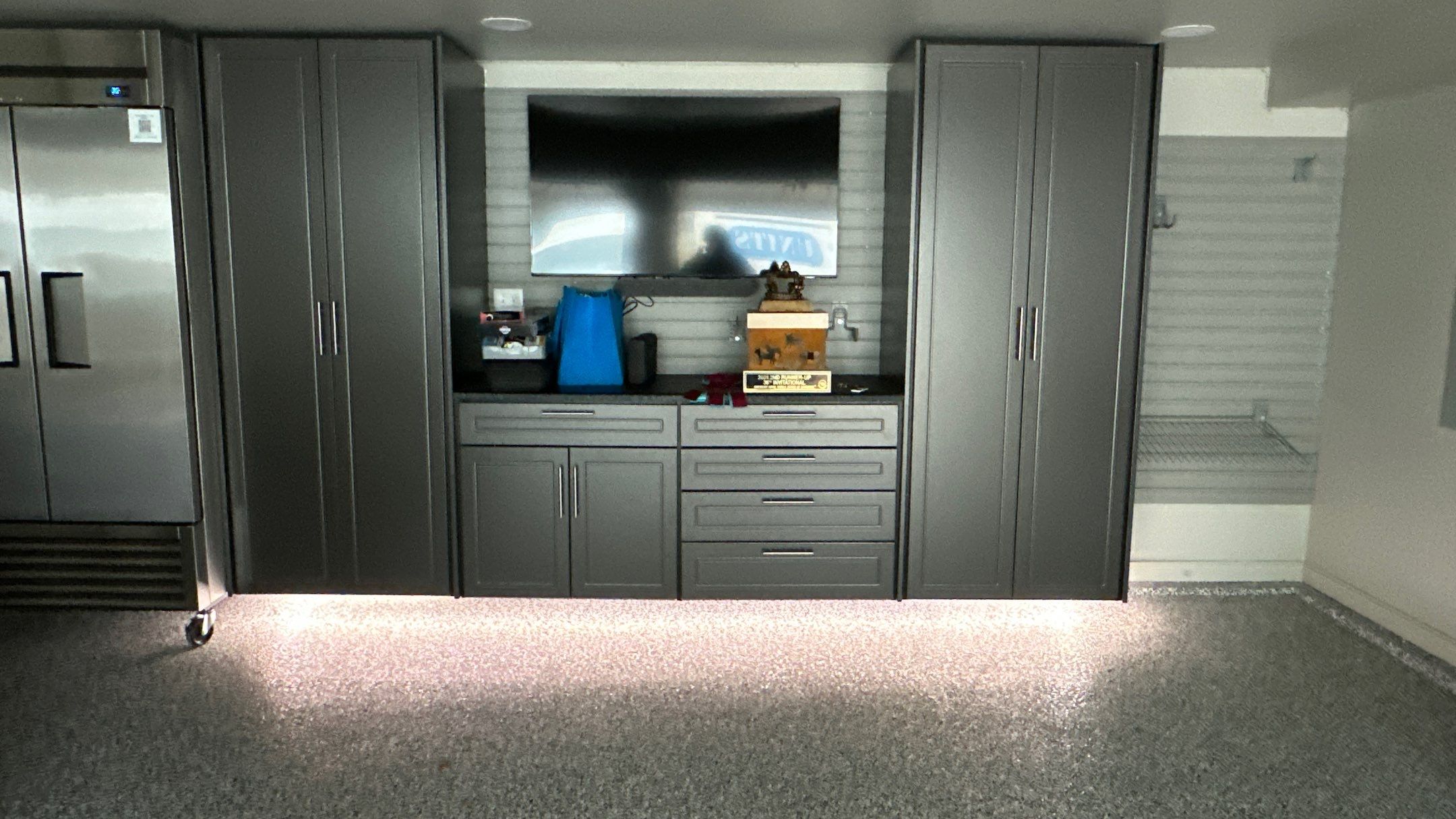 David M. took his garage up a notch with Brand new cabinets and an amazing floor by Banner Garage