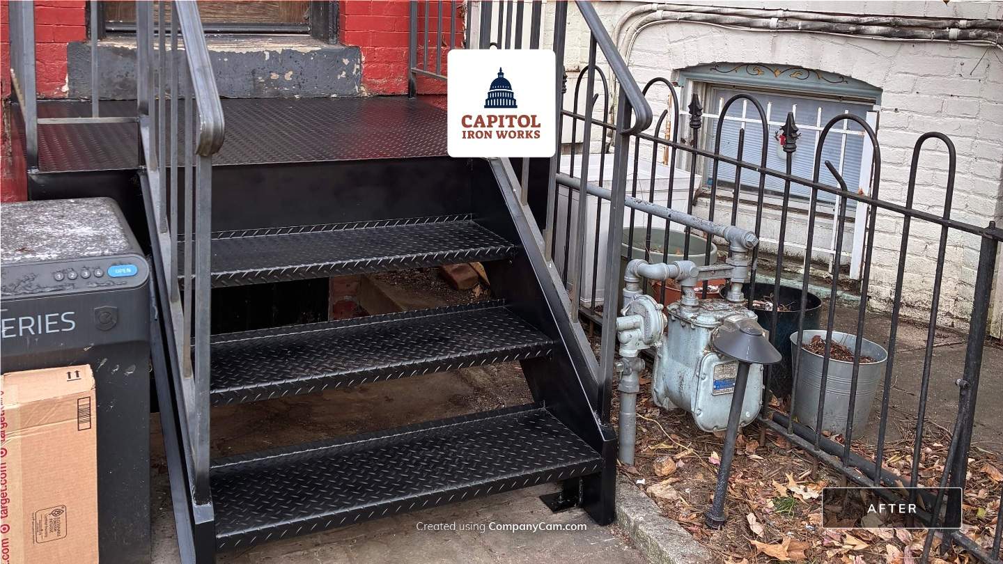 Eco-Friendly Iron Staircase Replacement with Railing Retrofit – Washington, DC by Capitol Iron Works