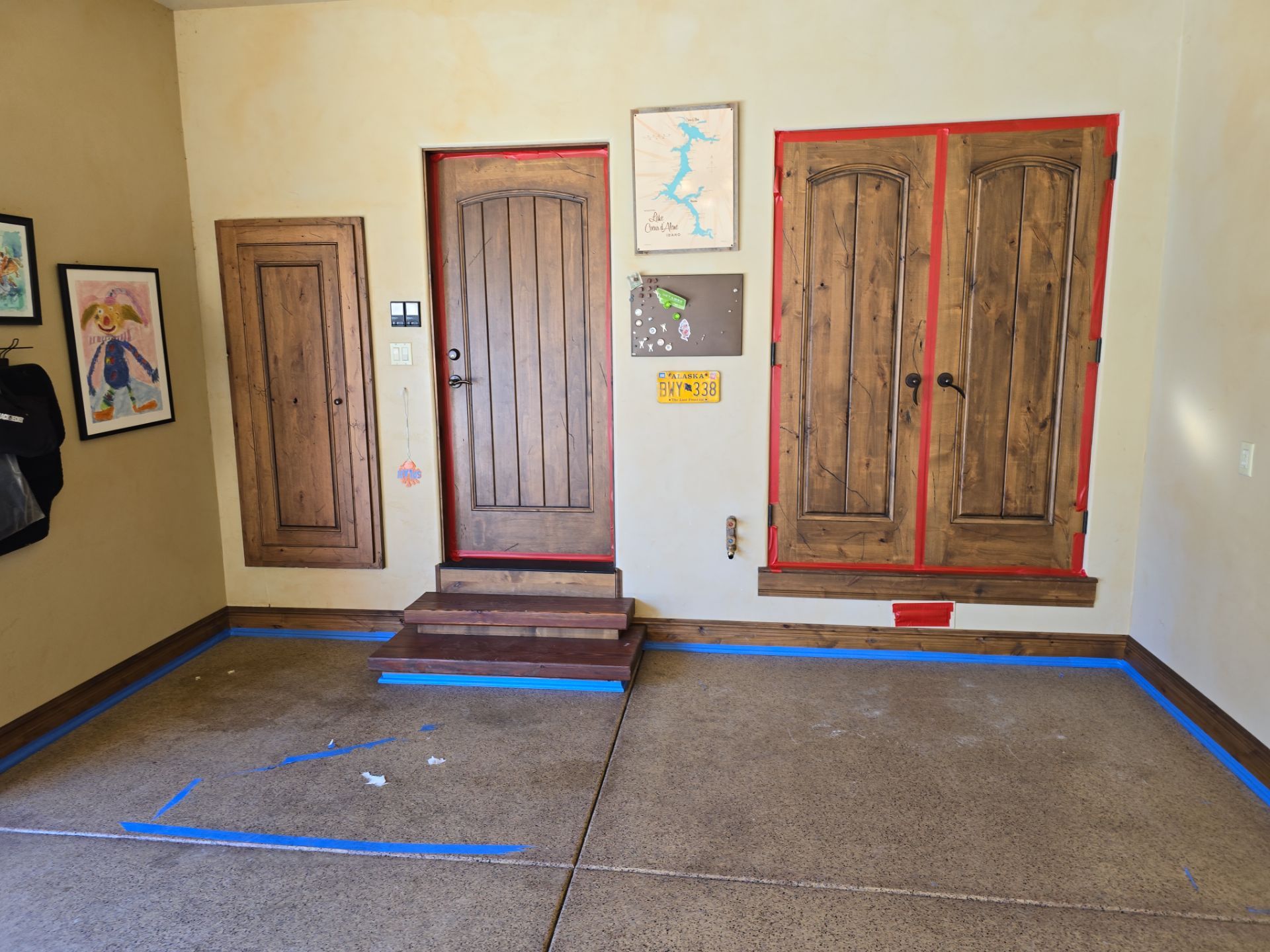 Garage Transformation using Stone/Marble Hybrid by Croc Coatings, LLC
