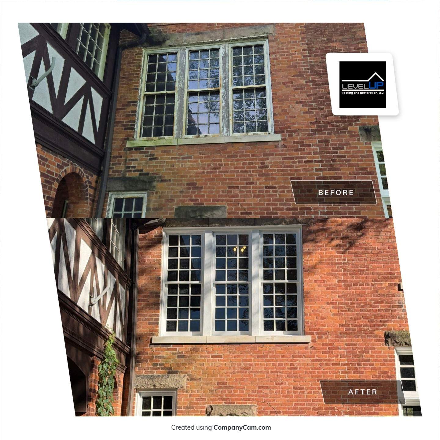 Wood Window Restoration for a Historic Brick Residence in Middletown by Level Up Roofing and Restoration Services LLC