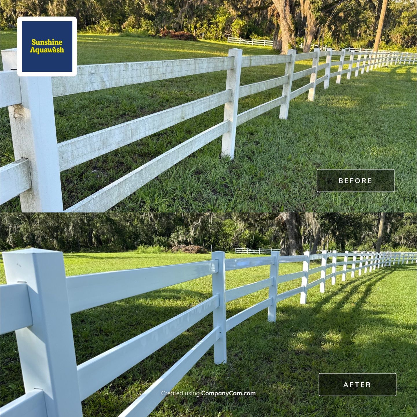 🐎 Vinyl Horse Fence, Entrance Cleaning + House Wash – Parrish, FL by Sunshine AquaWash