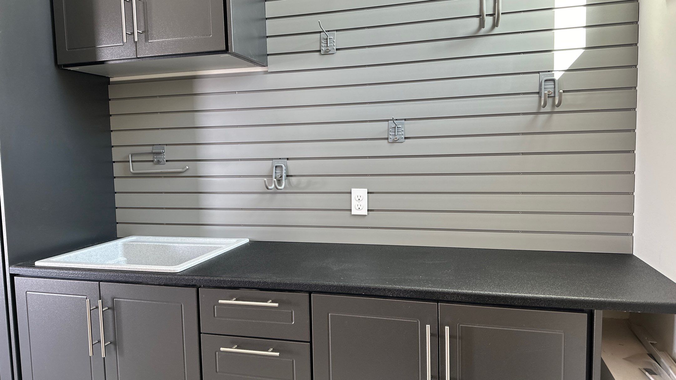 Mark S. chose Pewter powder for his cabinets. by Banner Garage