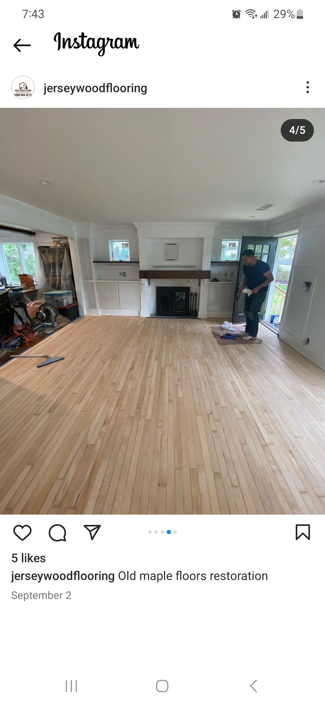 Sand & Refinish Red Oak with Duraseal Jacobean and Bona Mega Satin Finish using Bona Mega Satin by Footprints Floors Morristown