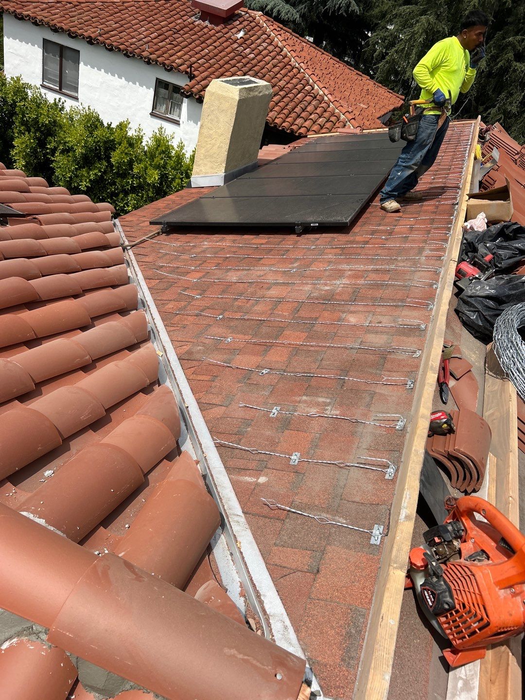 Spanish-Style Roof Replacement with Integrated Solar in Altadena by Reliable Roofing San Diego Inc.