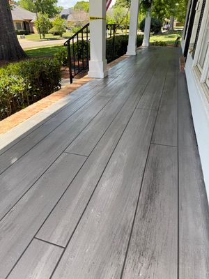Wood-Grain Stenciled Concrete Porch Resurfacing in Mobile