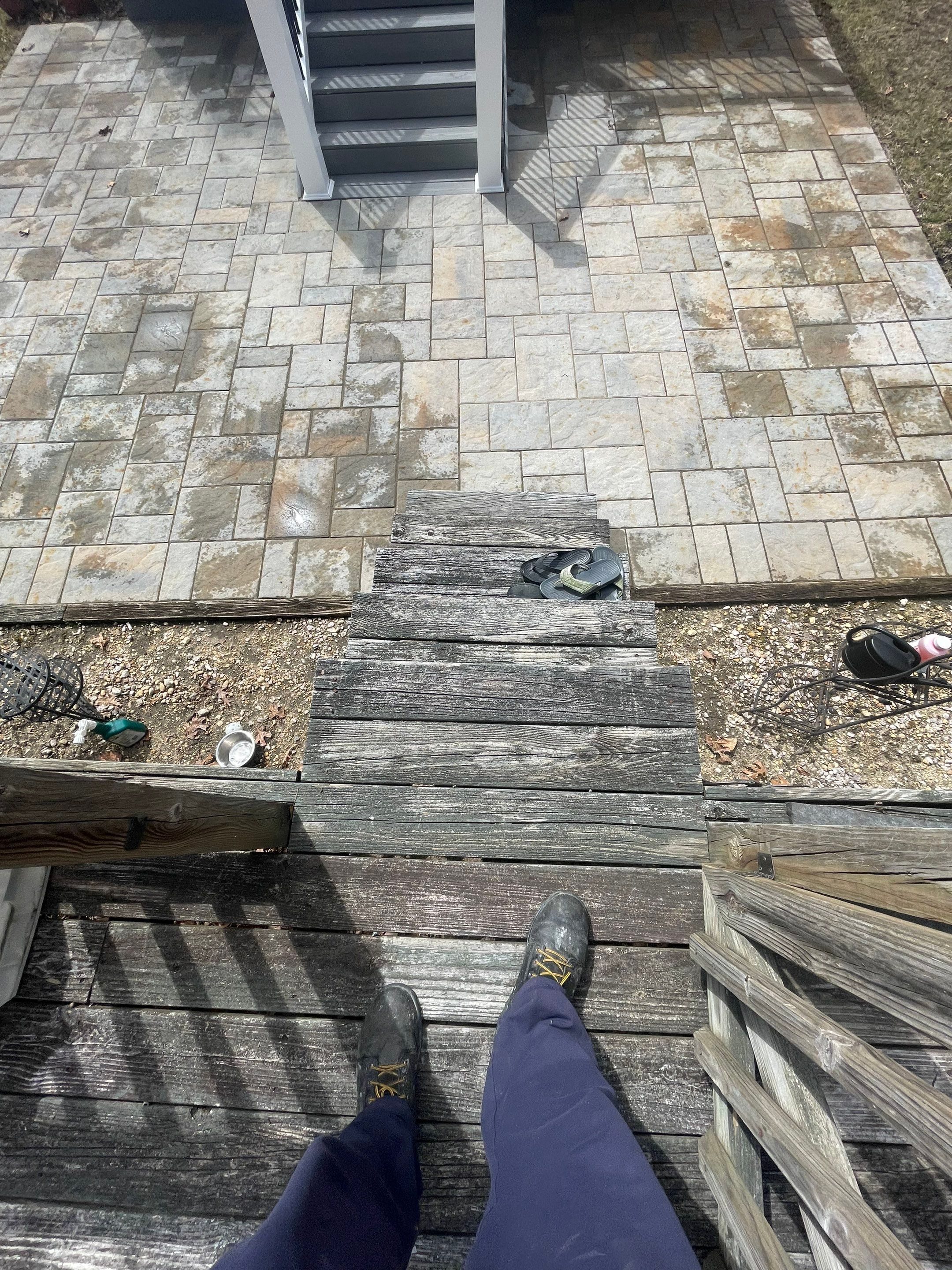 Pressure treated wood deck cleaned by SJ Exterior