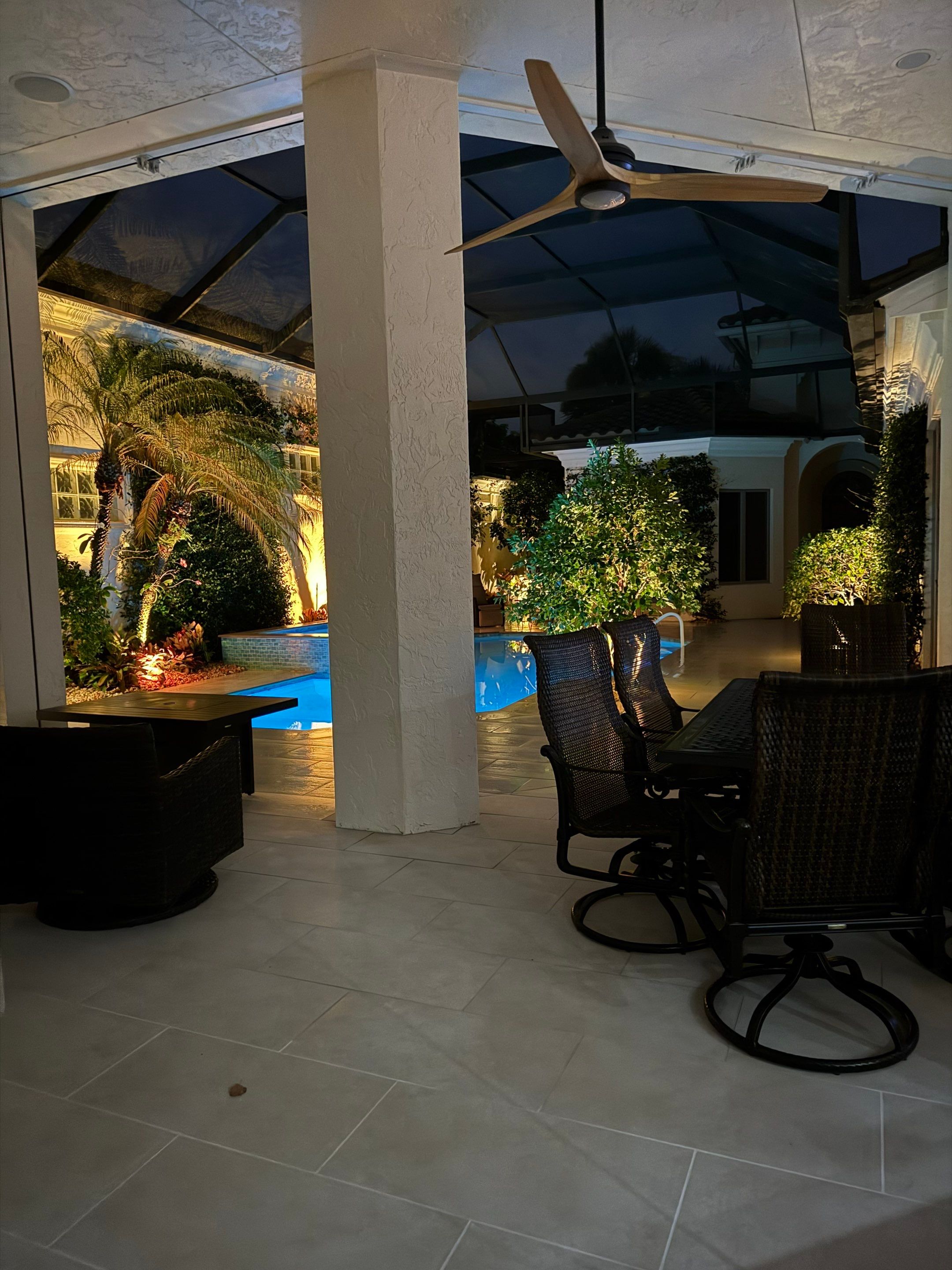 Pool Deck/Landscape/landscape lighting/pool coping/porcelain pavers/Pelican Marsh by Old Town Pavers Llc