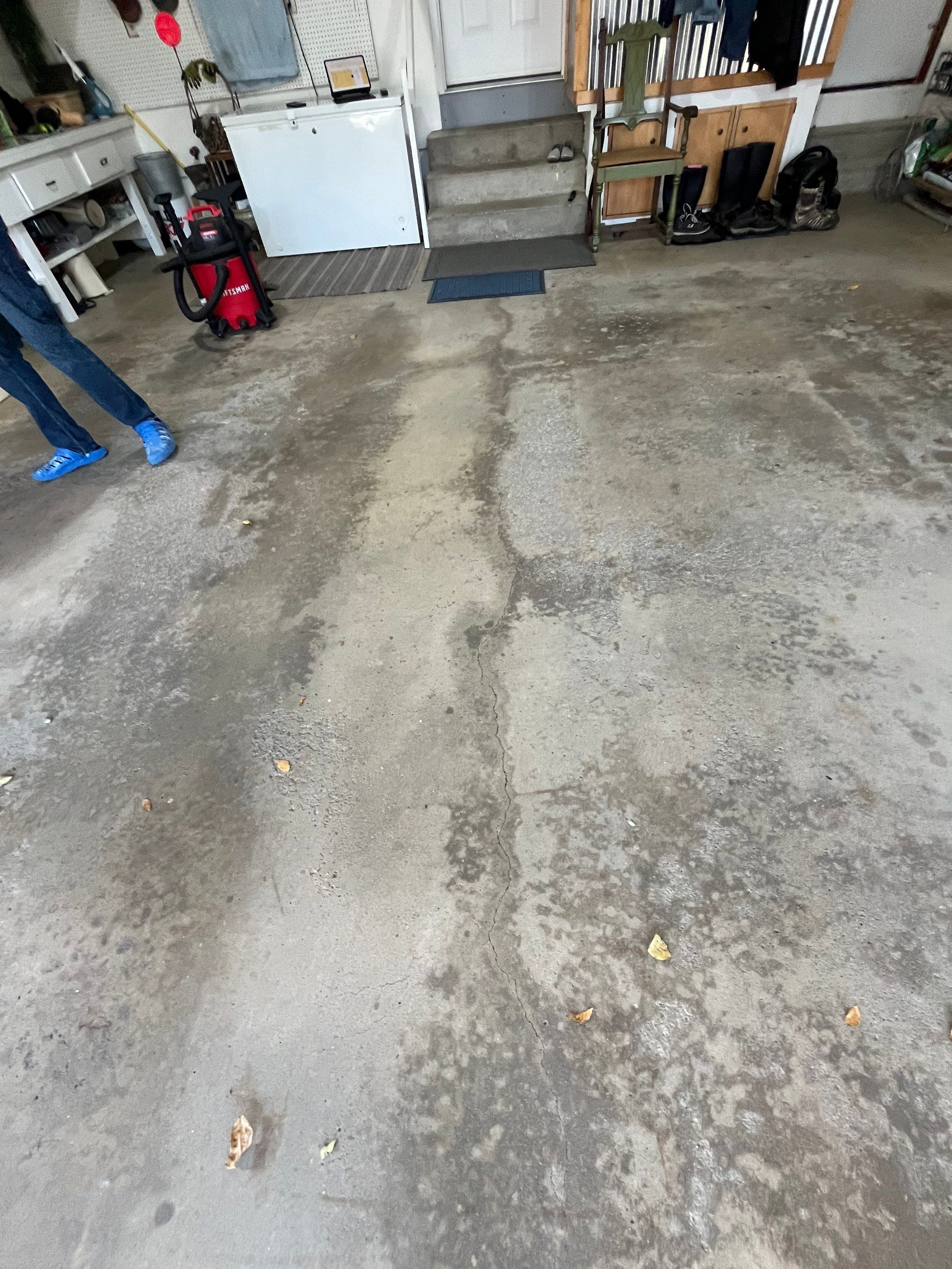 Multi-Colored Flake Epoxy Garage Floor Coating and Crack Repair by Select Painting, Coatings & Garage Cabinets