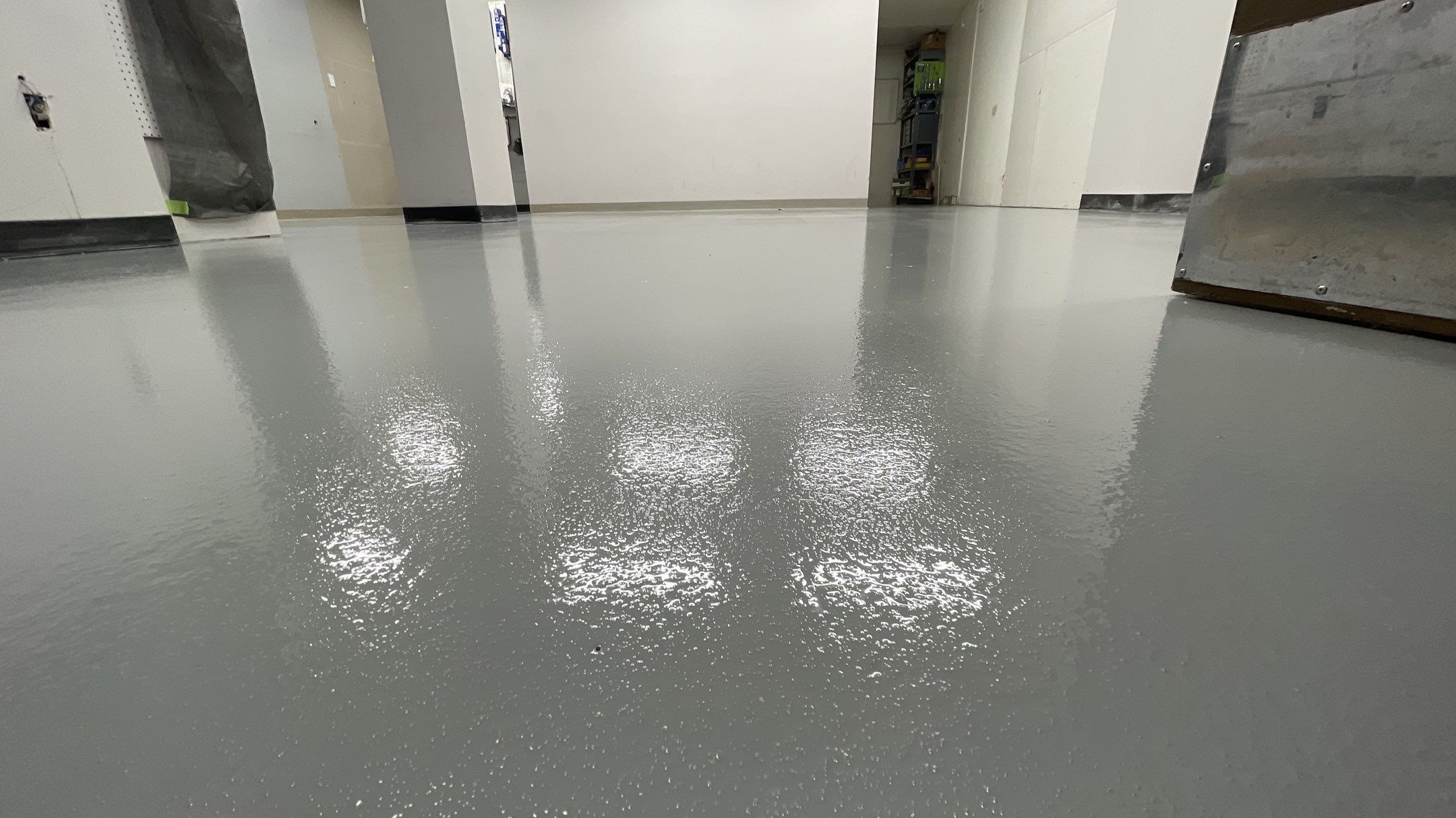 Commercial Flooring using Solid Haze Grey by Croc Coatings, LLC