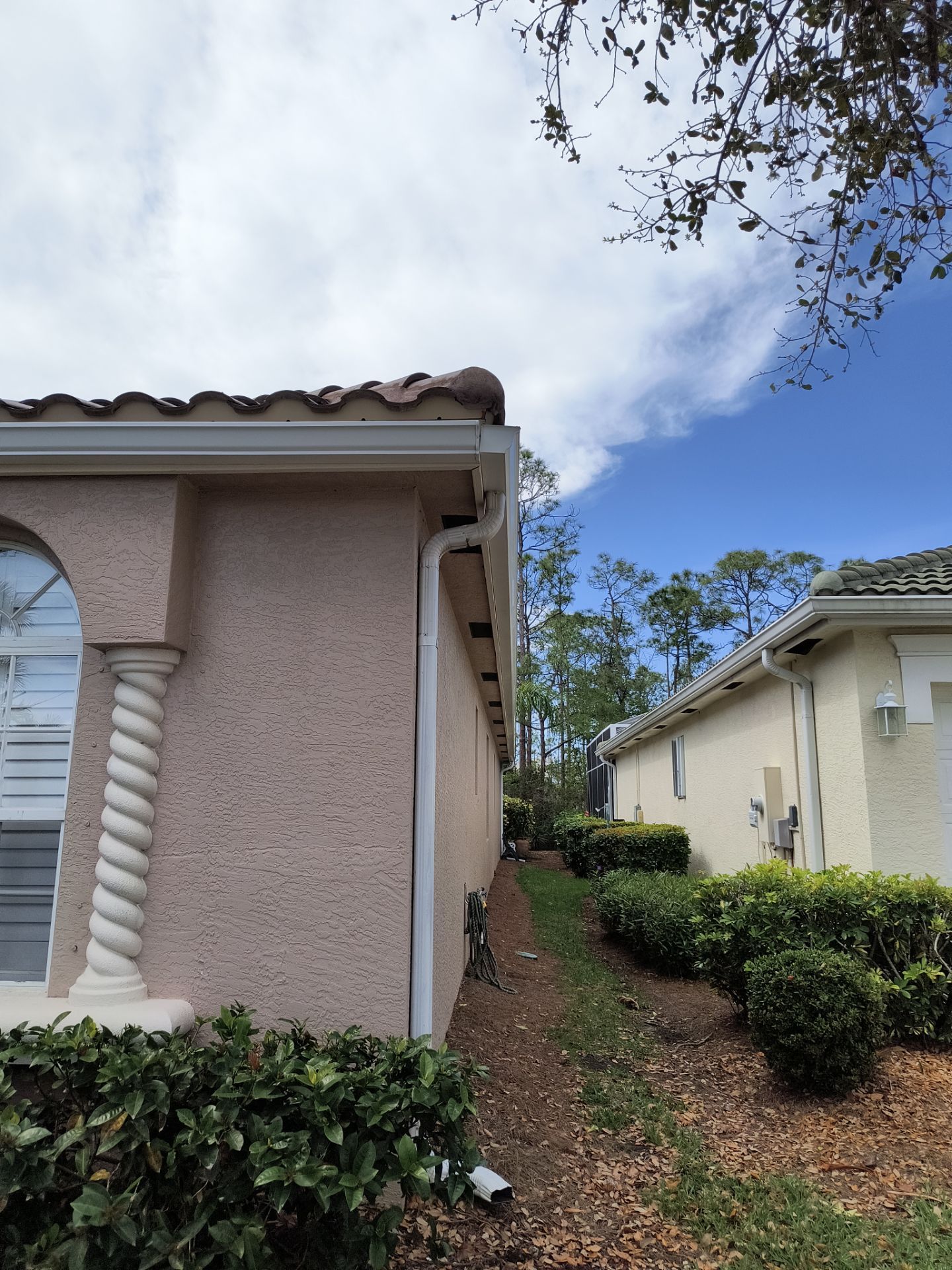 White Aluminum K-style Gutters 6'' K-style and Downspouts in Naples FL by Gutter Professors