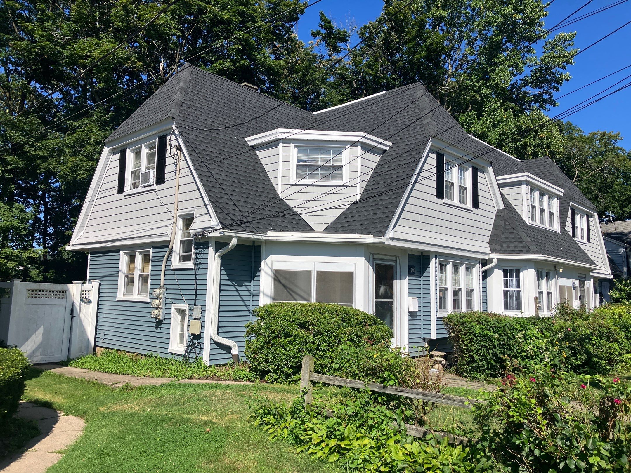 Siding using Cert. Monogram D/4 x 12'6" Clapboard, Wedgewood Blue and Cedar Impressions D/7 in Sterling Gray by DiGiorgi Roofing and Siding Inc