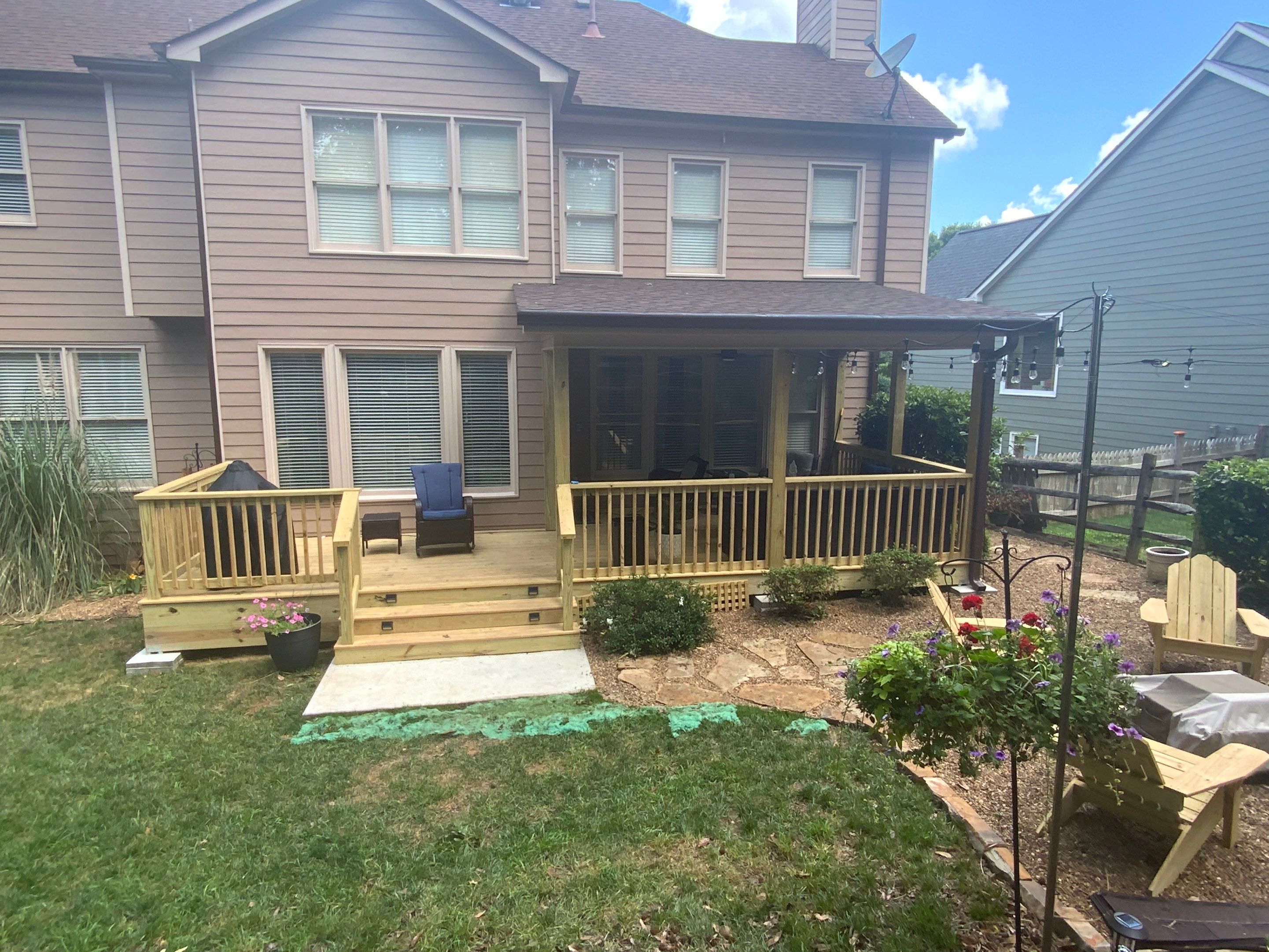 Custom Wooden Deck and Covered Porch Addition in Kennesaw by Swift Home Renovations