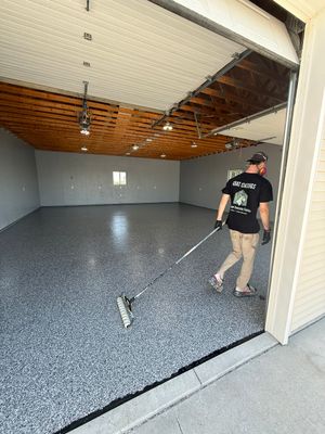 Four-Stall Garage Epoxy Floor Coating in Hampton