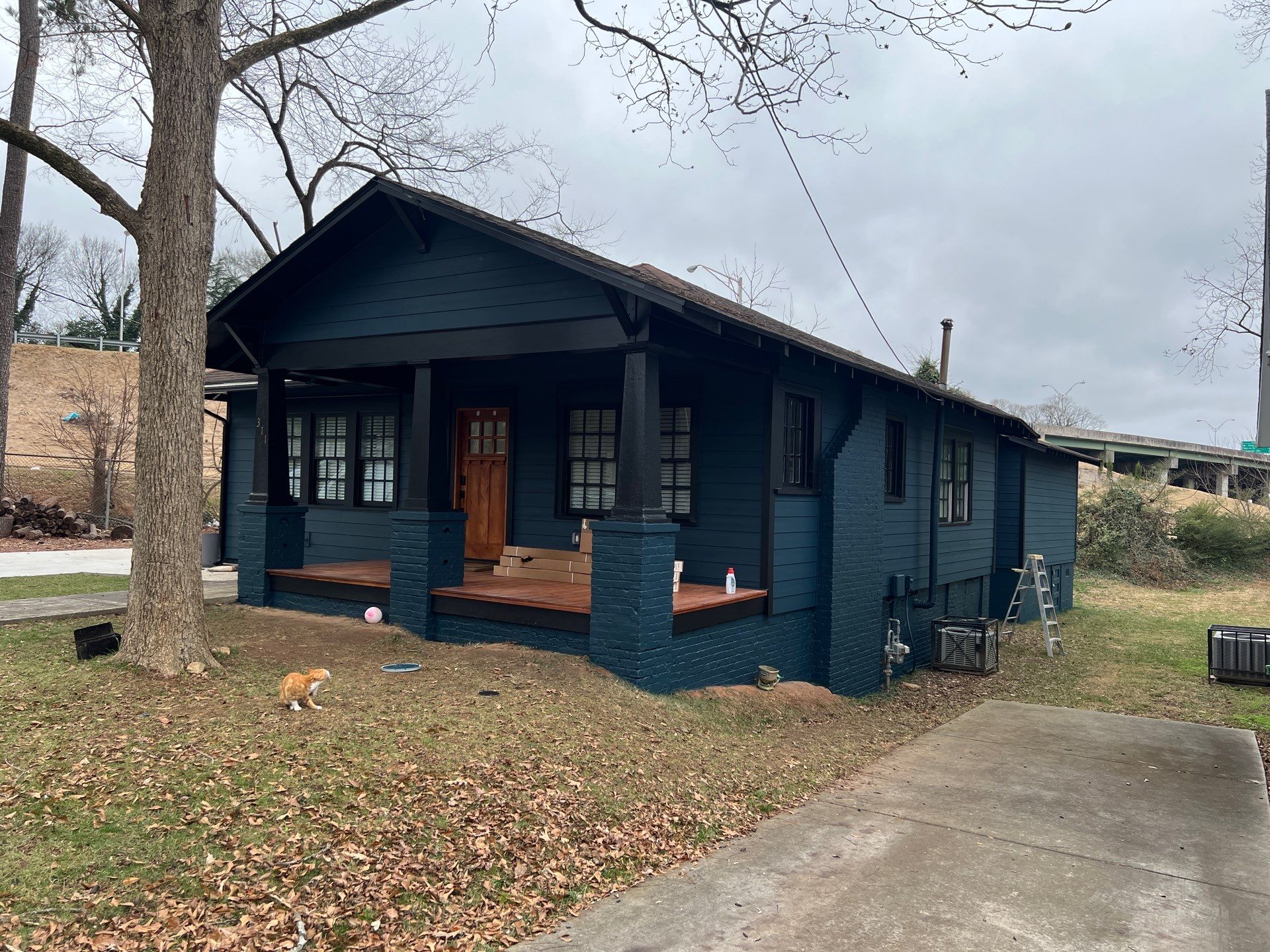 Cedar Tongue & Groove Porch Ceiling Installation Plus James Hardie Siding Replacement by Nelson Exteriors 