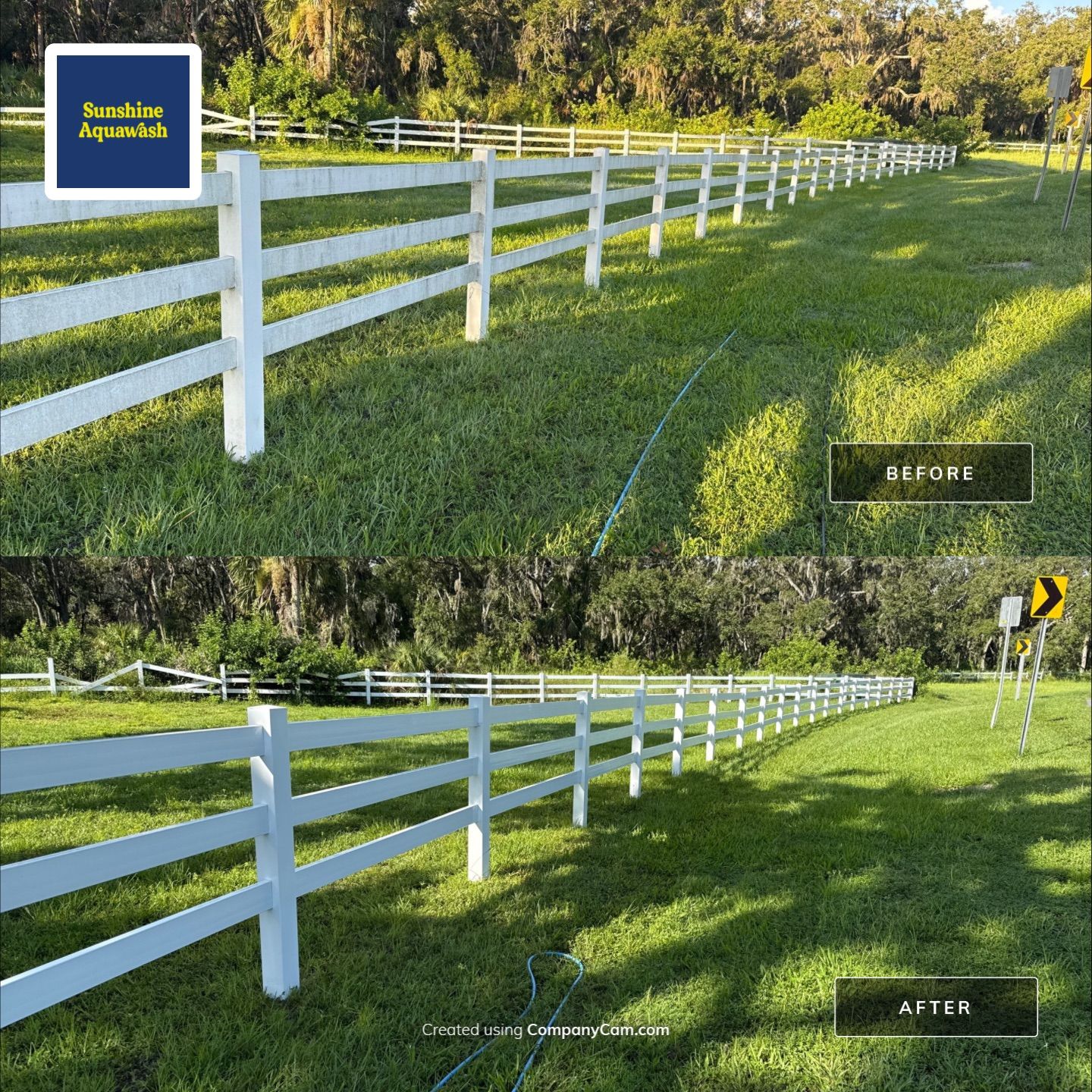 🐎 Vinyl Horse Fence, Entrance Cleaning + House Wash – Parrish, FL by Sunshine AquaWash