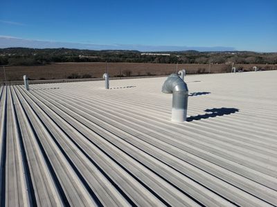 Wide angle view of a clean standing seam metal roof