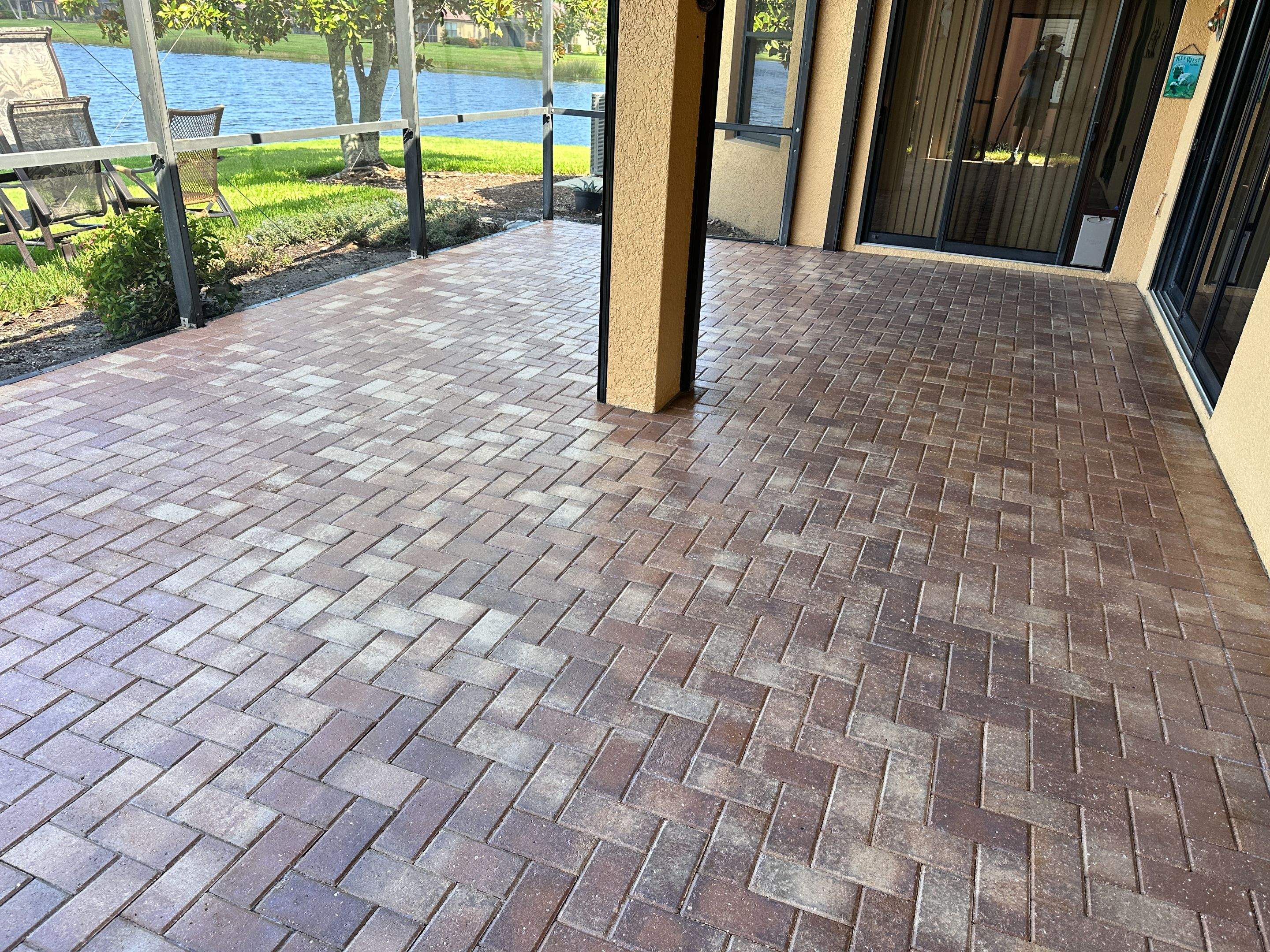 Herringbone Paver Stripping and Sealing for Apollo Beach Lanai by Supreme Paver Experts