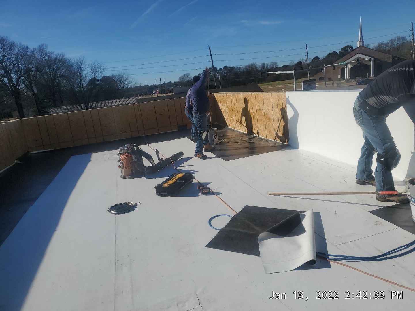 Commercial Roofing Installation using 50 mil PVC by Hostetler Roofing
