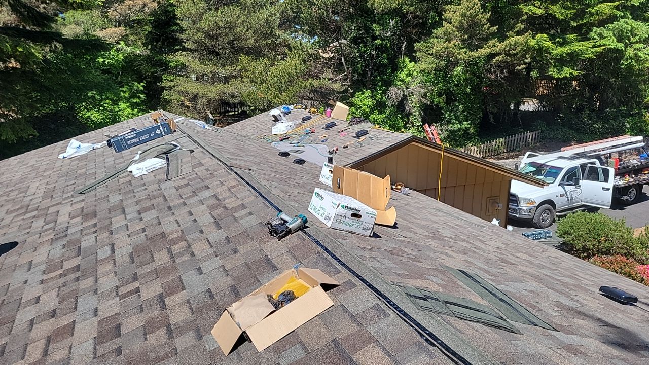 Residential Roofing Installation using Malarkey Highlander with GAF 60mil TPO by Orezona Building & Roofing Company, Inc.