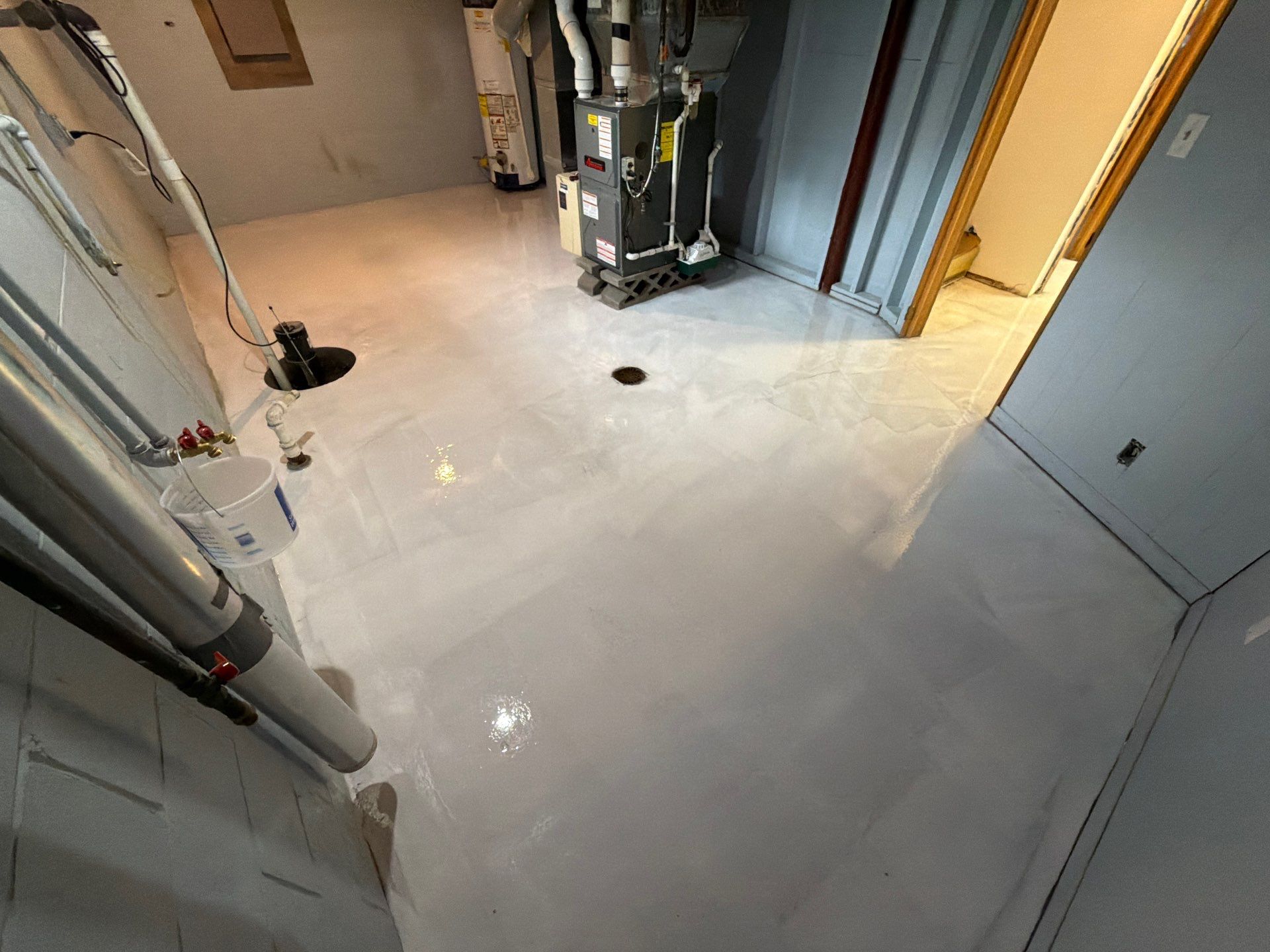 Basement Epoxy Flake Floor Installation and Surface Repair in Montague by Gordon Painting