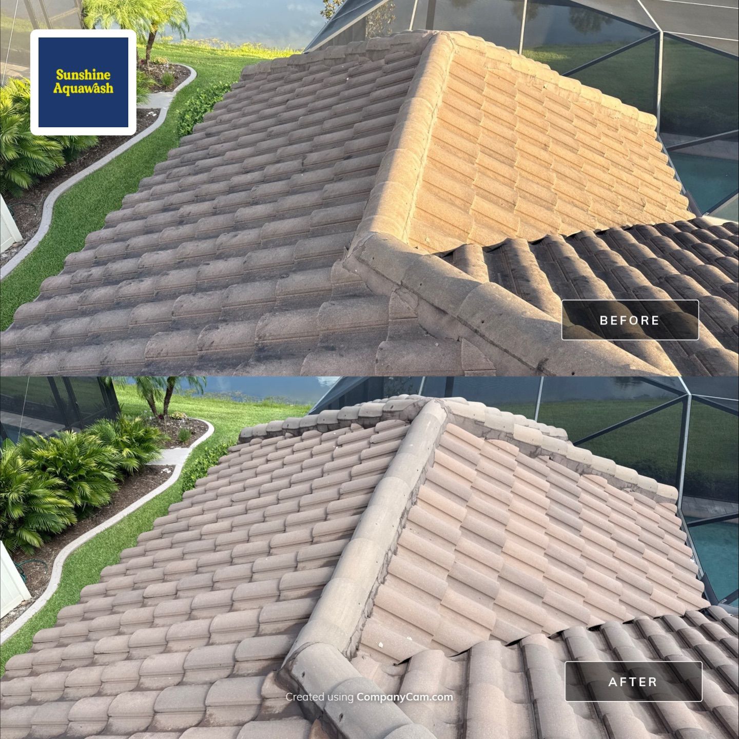 Soft Wash Roof Cleaning – Concrete Tile Roof | Artisan Lakes Esplanade, Palmetto, FL by Sunshine AquaWash