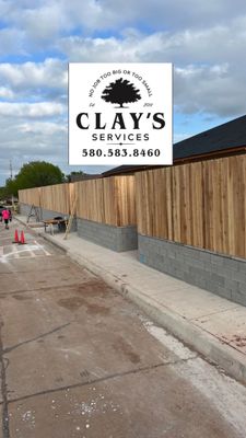 Cedar Fence using Cedar Pickets and Metal Poles