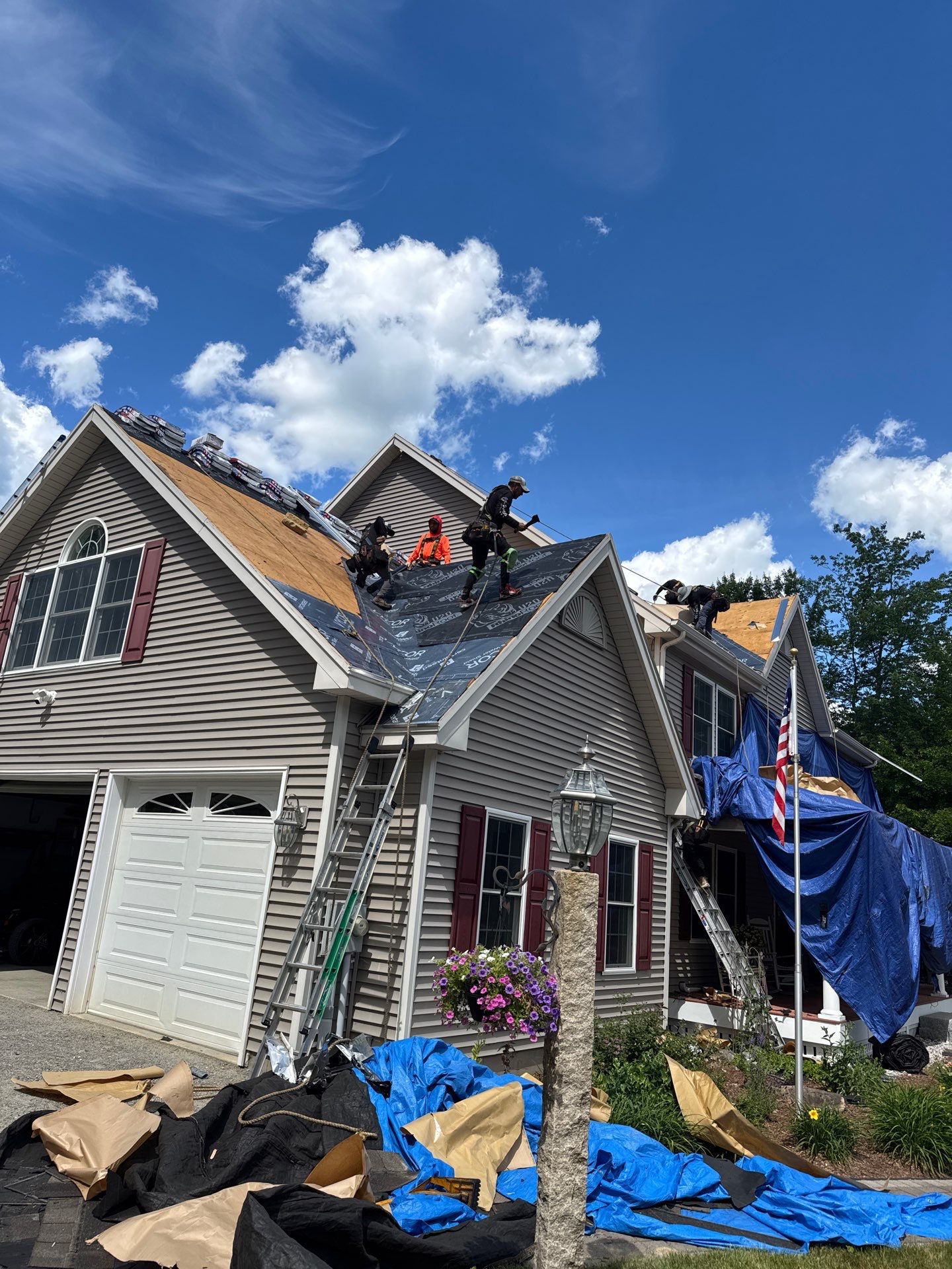 Roof Replacement in Brookline, NH with GAF Timberline HDZ Weathered Wood Shingles by Compass exteriors