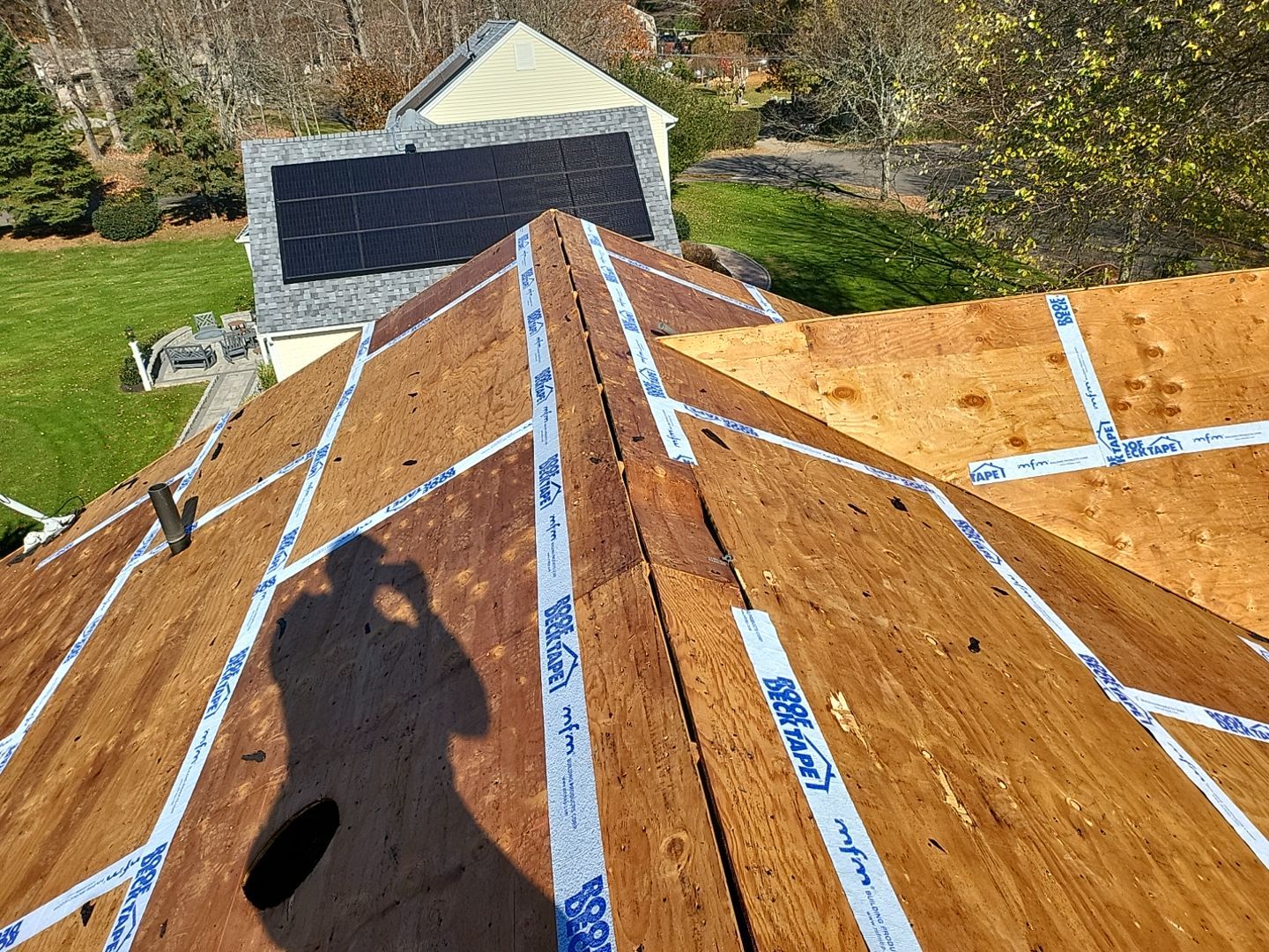Residential Roofing Installation using Certainteed Landmark Moire Black by A Plus Exterior