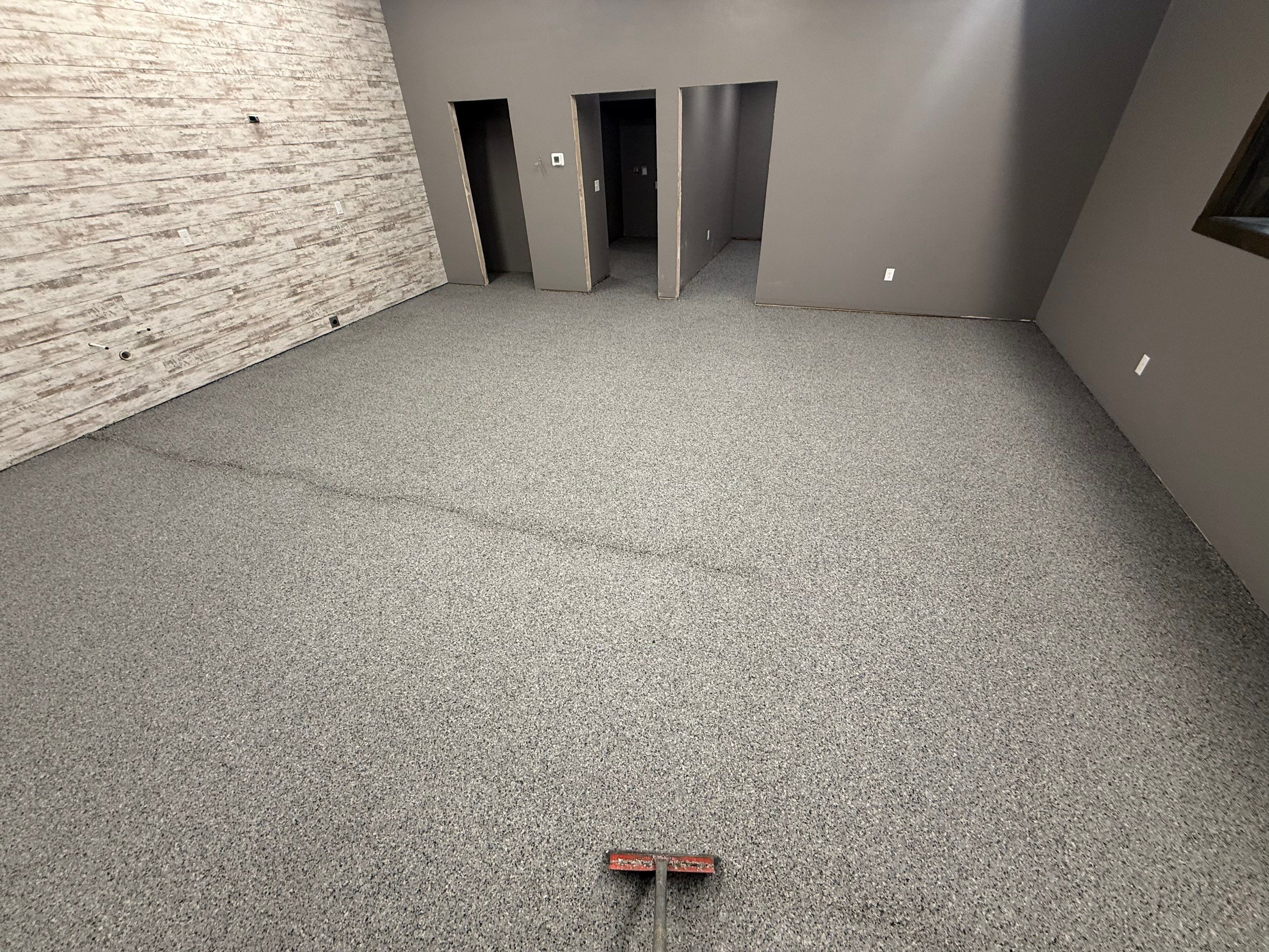 Nightfall Flake Floor Coating Installation in Draper by Select Painting, Coatings & Garage Cabinets