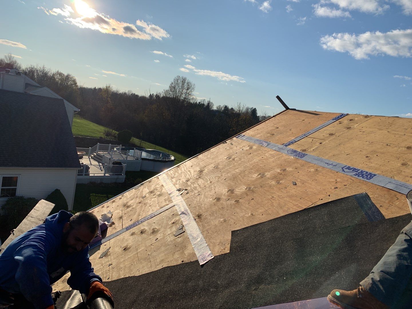 Commercial Roofing Installation using Owens Corning TruDefinition driftwood by A Plus Exterior