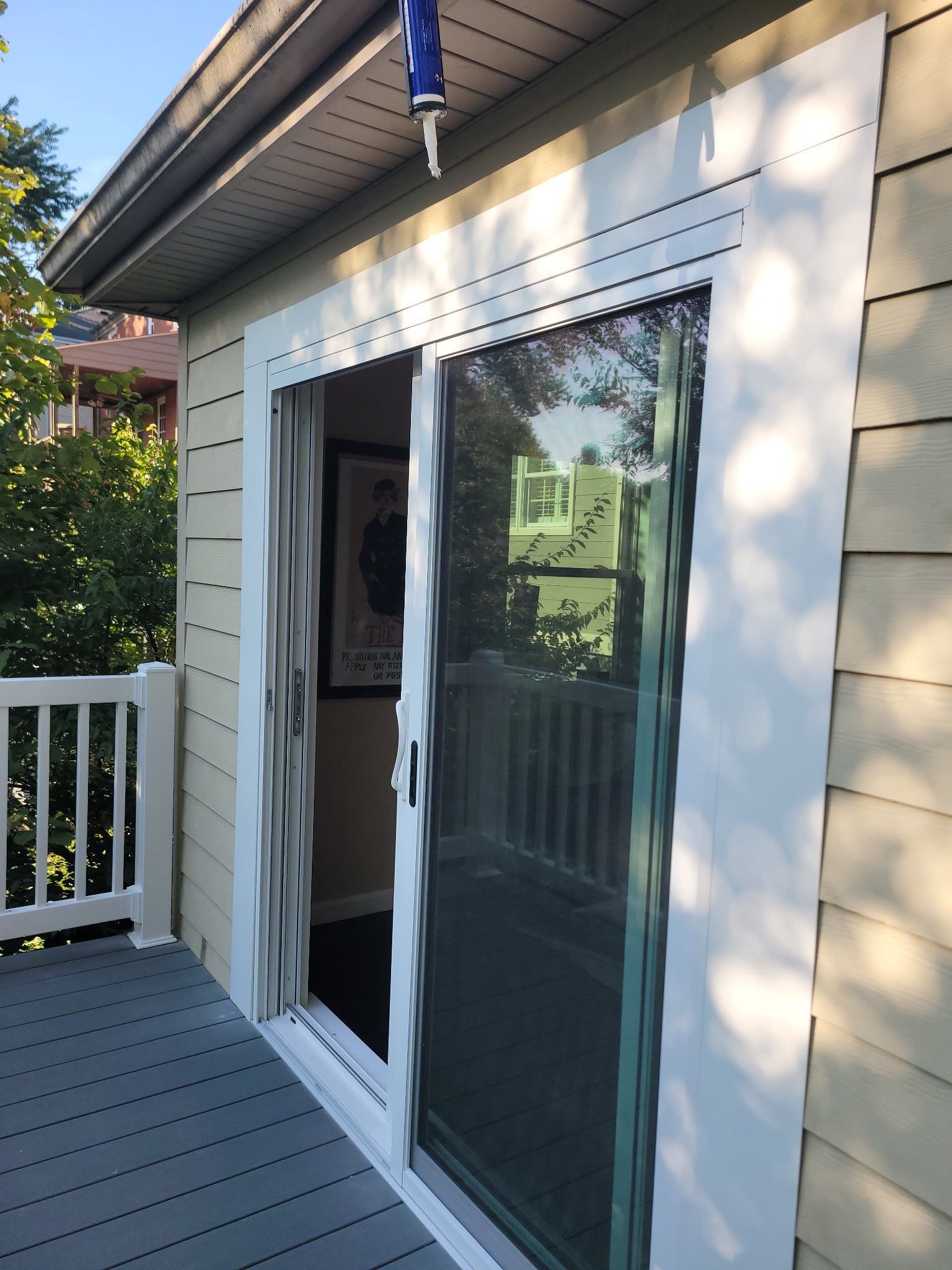 Timbertech Custom Deck Build and Sliding Door Replacement in Pittsburgh by Cousins Roofing Siding & Decks